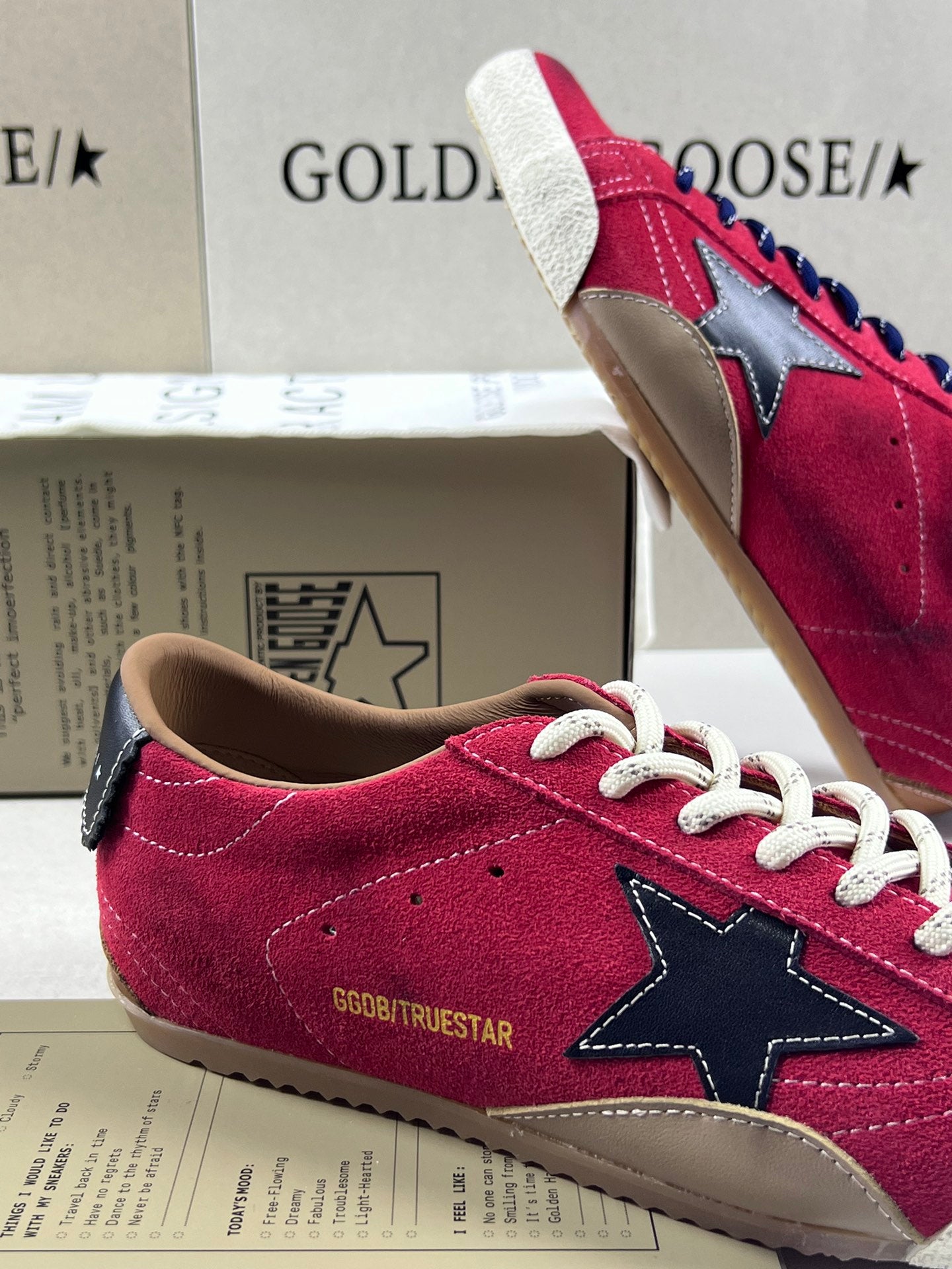 Golden Goose True-Star 'Red Suede Black Leather Star & Heel Tab'