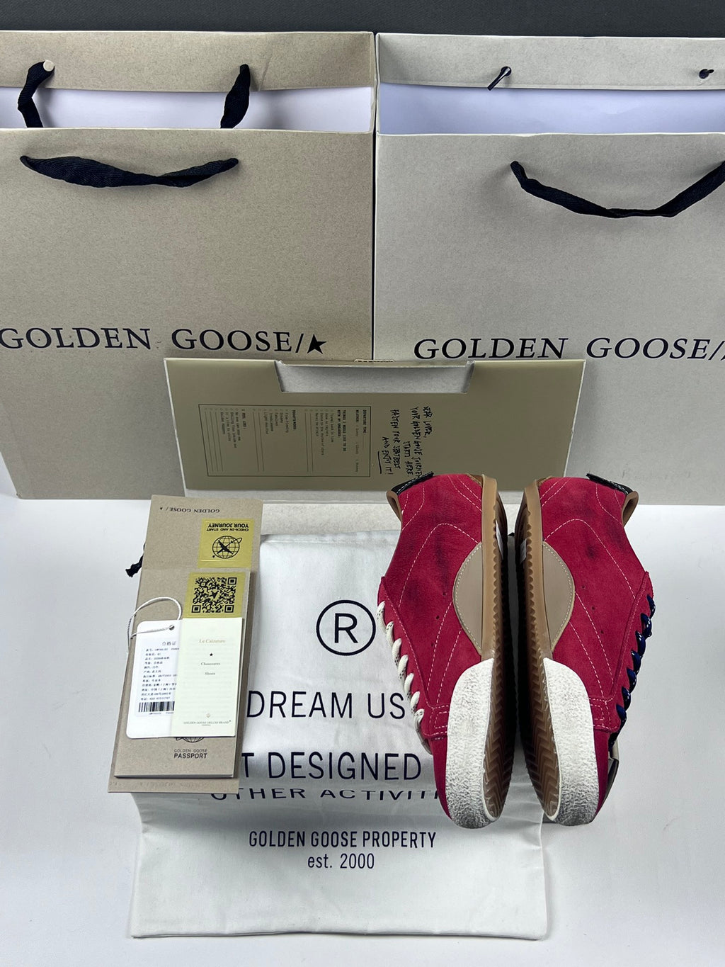 Golden Goose True-Star 'Red Suede Black Leather Star & Heel Tab'