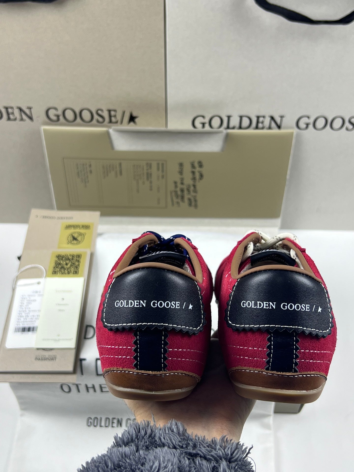 Golden Goose True-Star 'Red Suede Black Leather Star & Heel Tab'