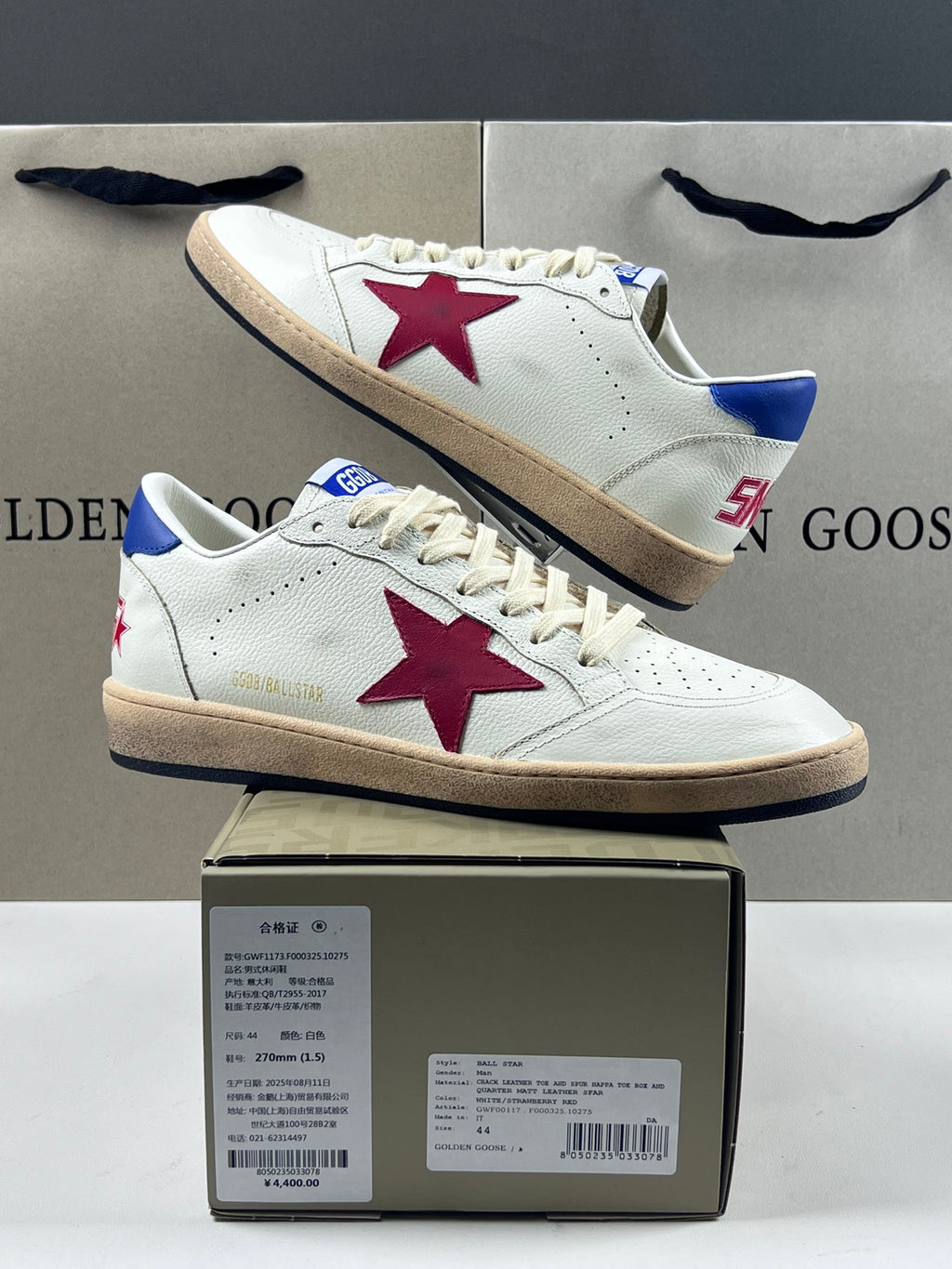 Golden Goose Ball-Star 'Red Star/Blue Heel Tab'