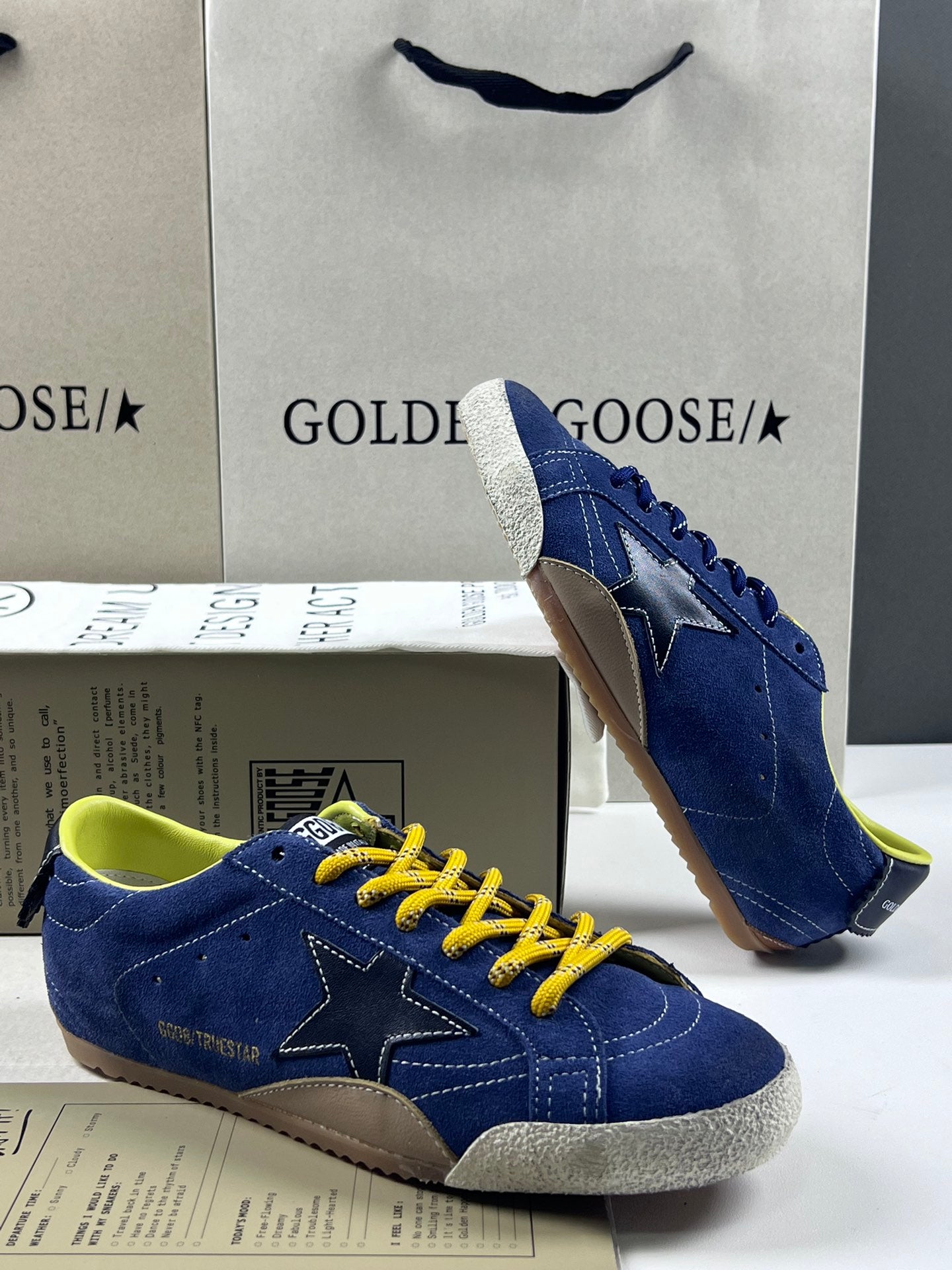 Golden Goose True-Star 'Blue Suede Black Leather Star & Heel Tab'