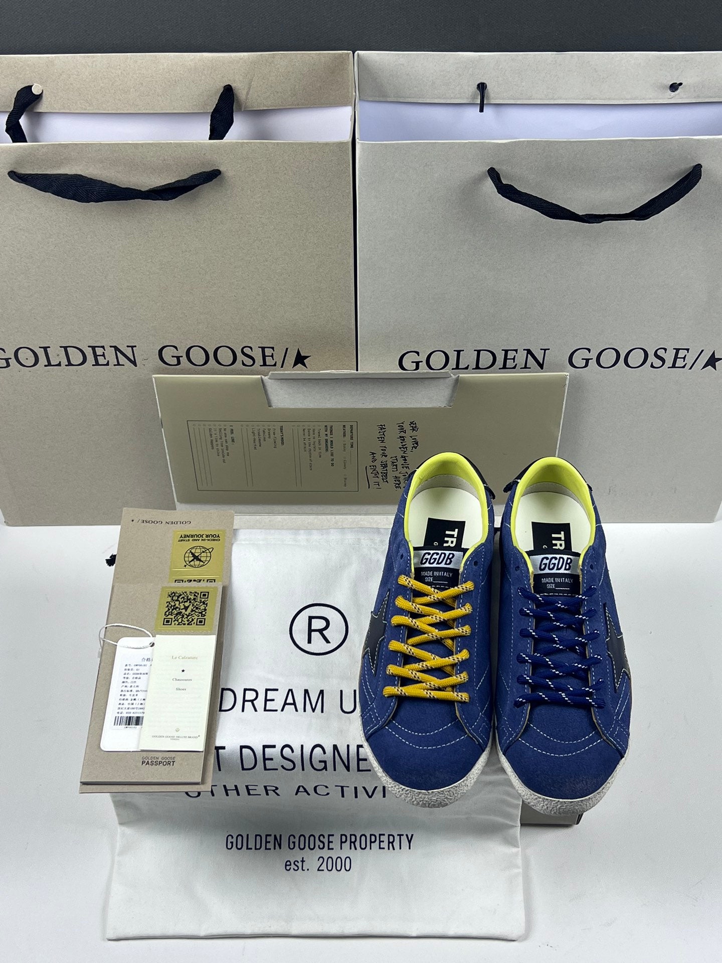 Golden Goose True-Star 'Blue Suede Black Leather Star & Heel Tab'