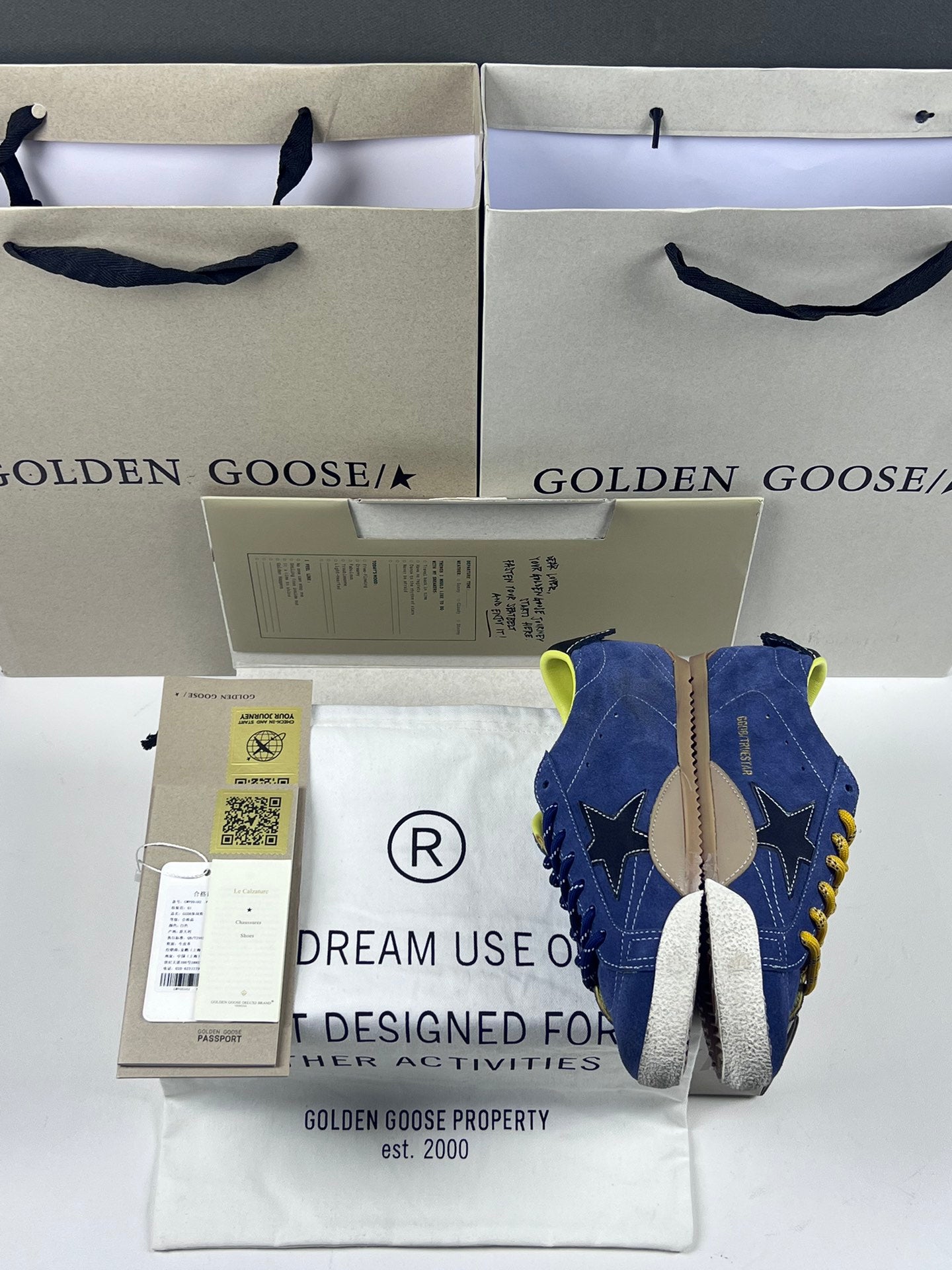 Golden Goose True-Star 'Blue Suede Black Leather Star & Heel Tab'