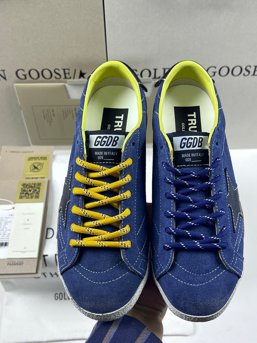 Golden Goose True-Star 'Blue Suede Black Leather Star & Heel Tab'