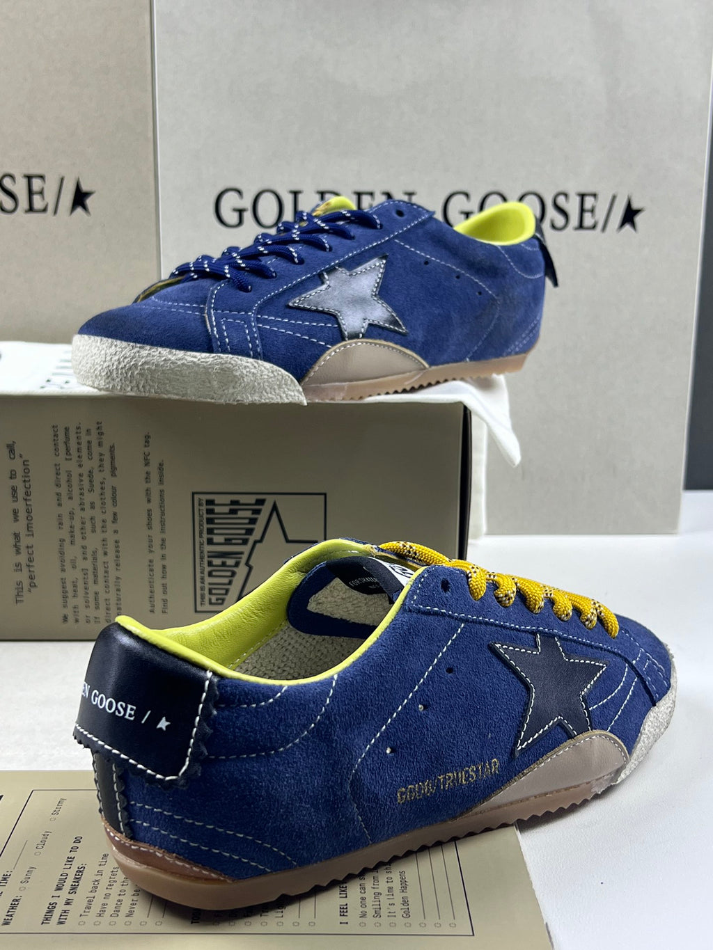 Golden Goose True-Star 'Blue Suede Black Leather Star & Heel Tab'