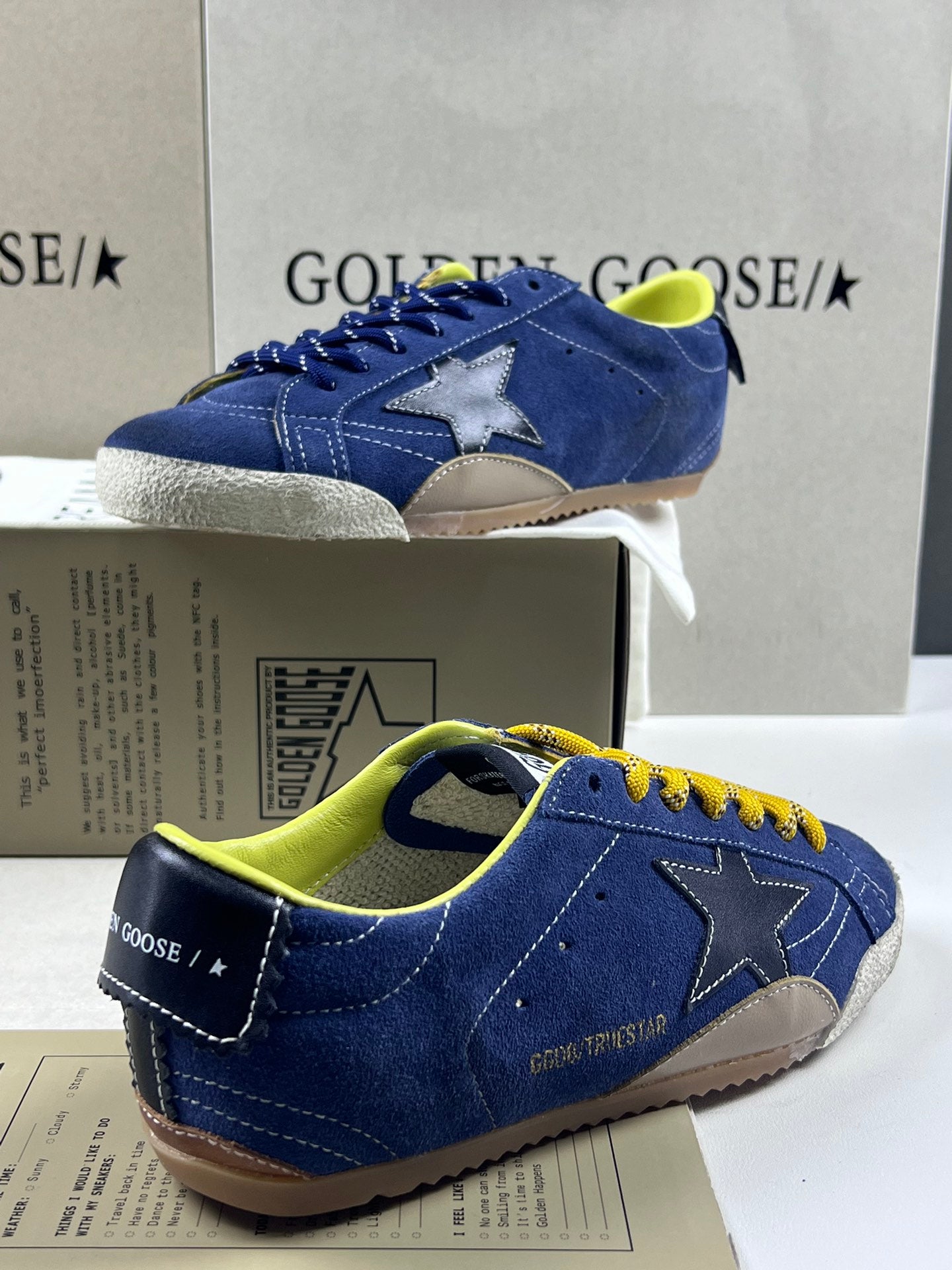 Golden Goose True-Star 'Blue Suede Black Leather Star & Heel Tab'