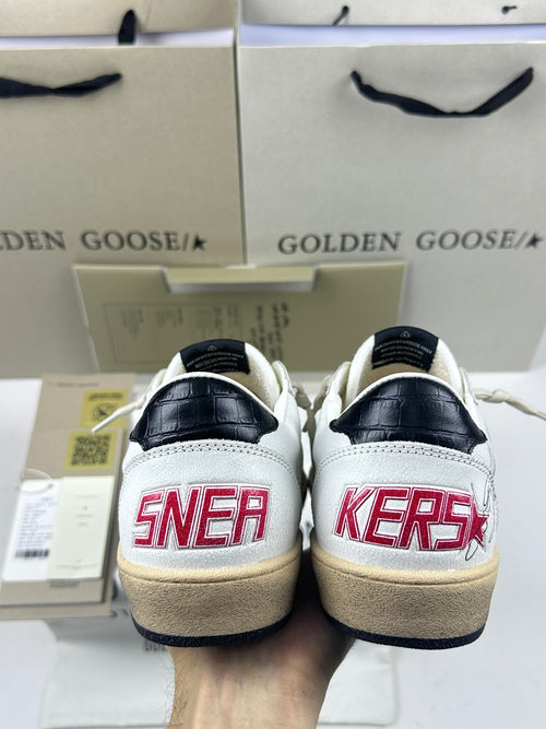 Golden Goose Ball-Star 'Metallic Green Star/Black Crocodile Print Heel Tab'