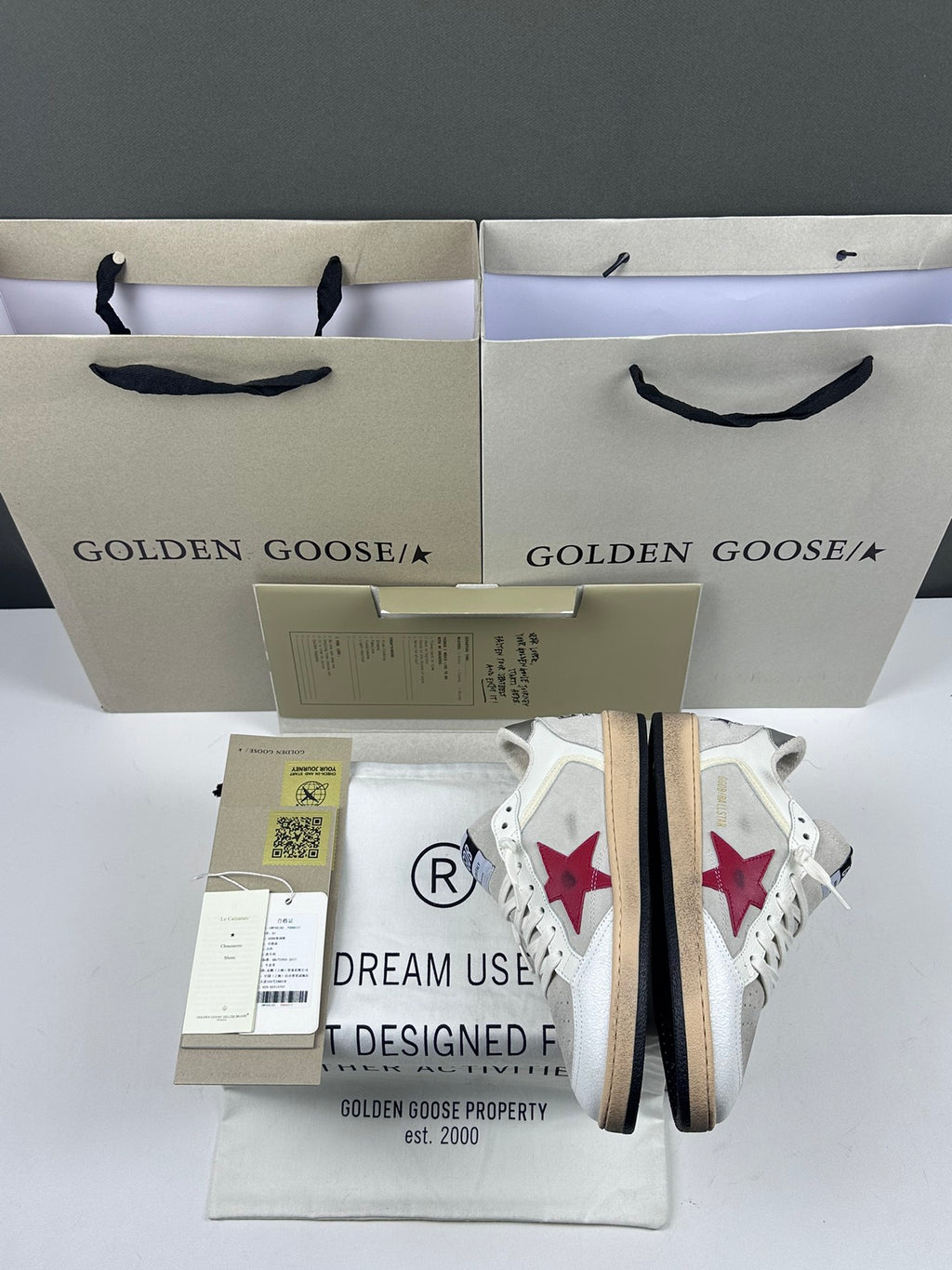 Golden Goose Ball-Star 'Red Leather Star/Silver Heel Tab'