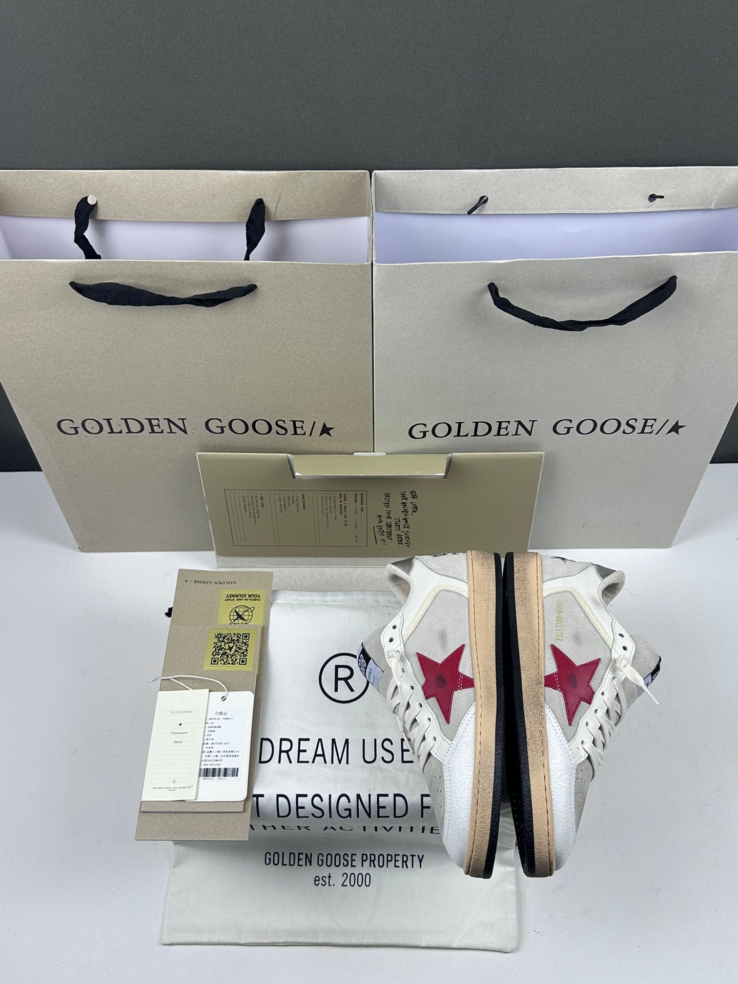 Golden Goose Ball-Star 'Red Leather Star/Silver Heel Tab'