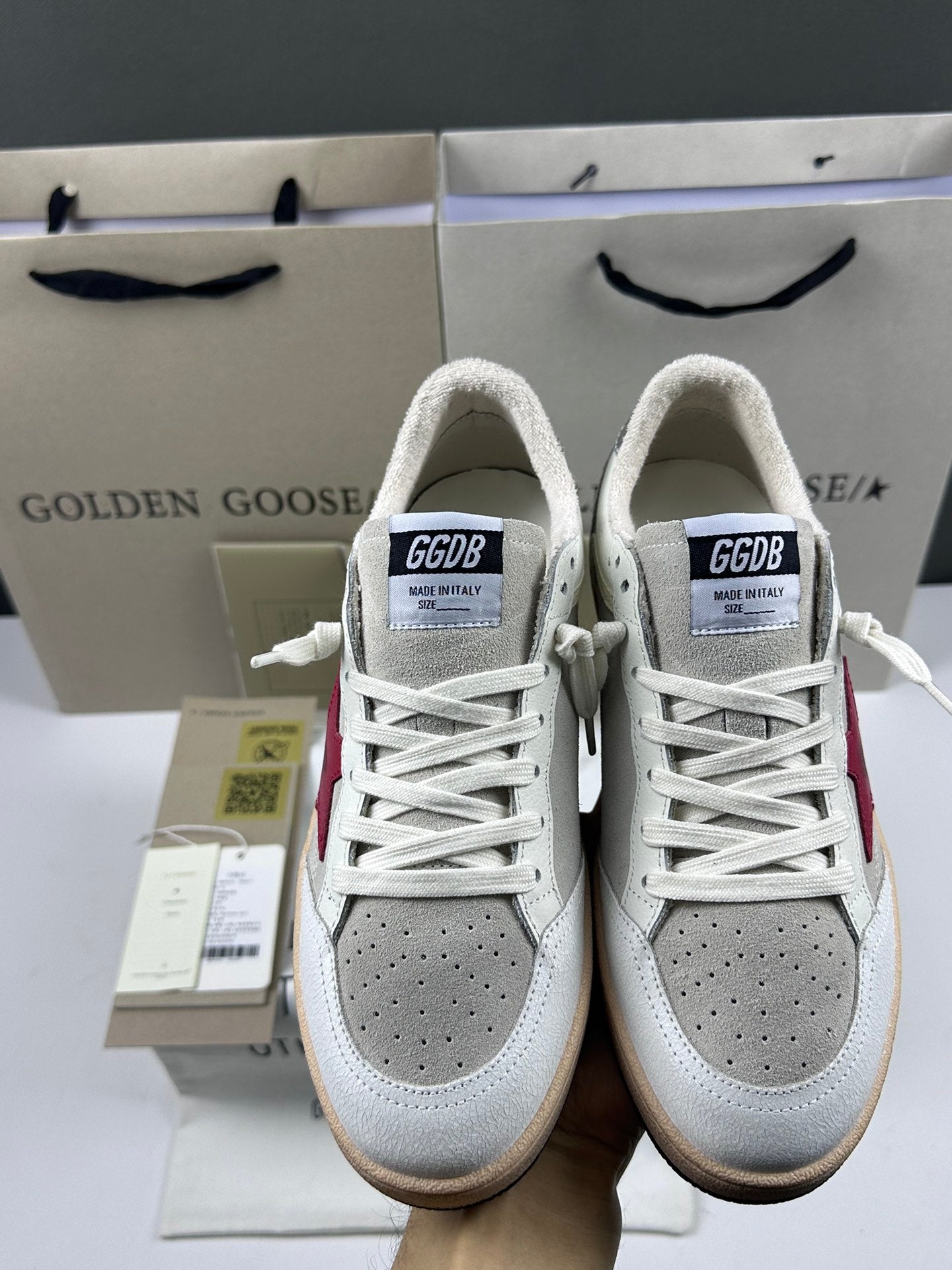 Golden Goose Ball-Star 'Red Leather Star/Silver Heel Tab'