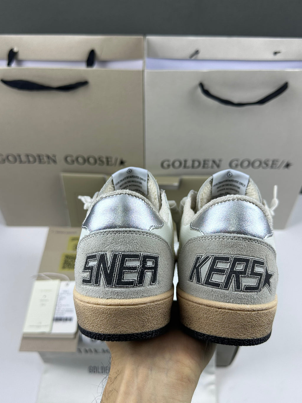 Golden Goose Ball-Star 'Red Leather Star/Silver Heel Tab'