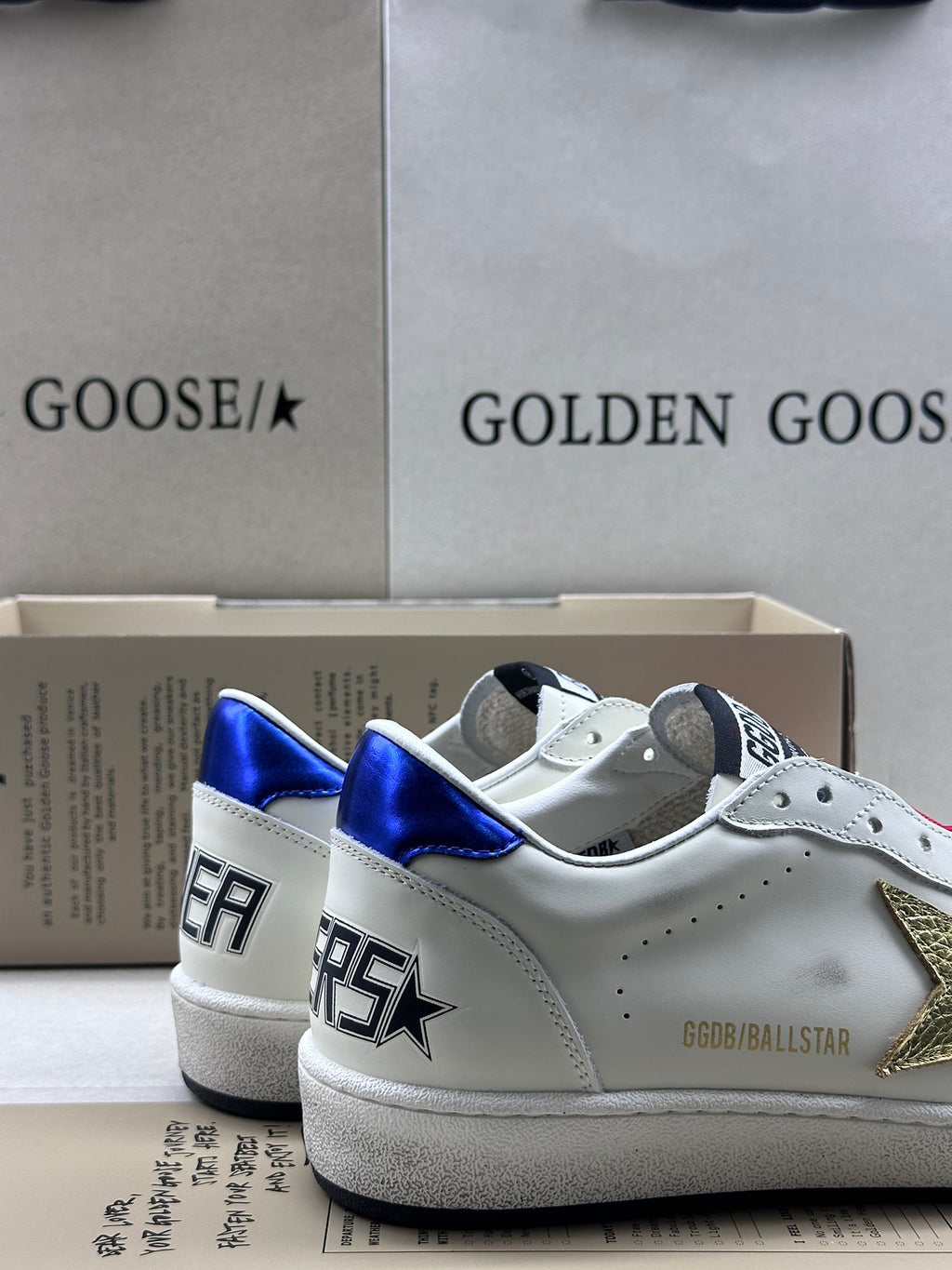 Golden Goose Ball-Star 'Gold Star/Blue Heel Tab'