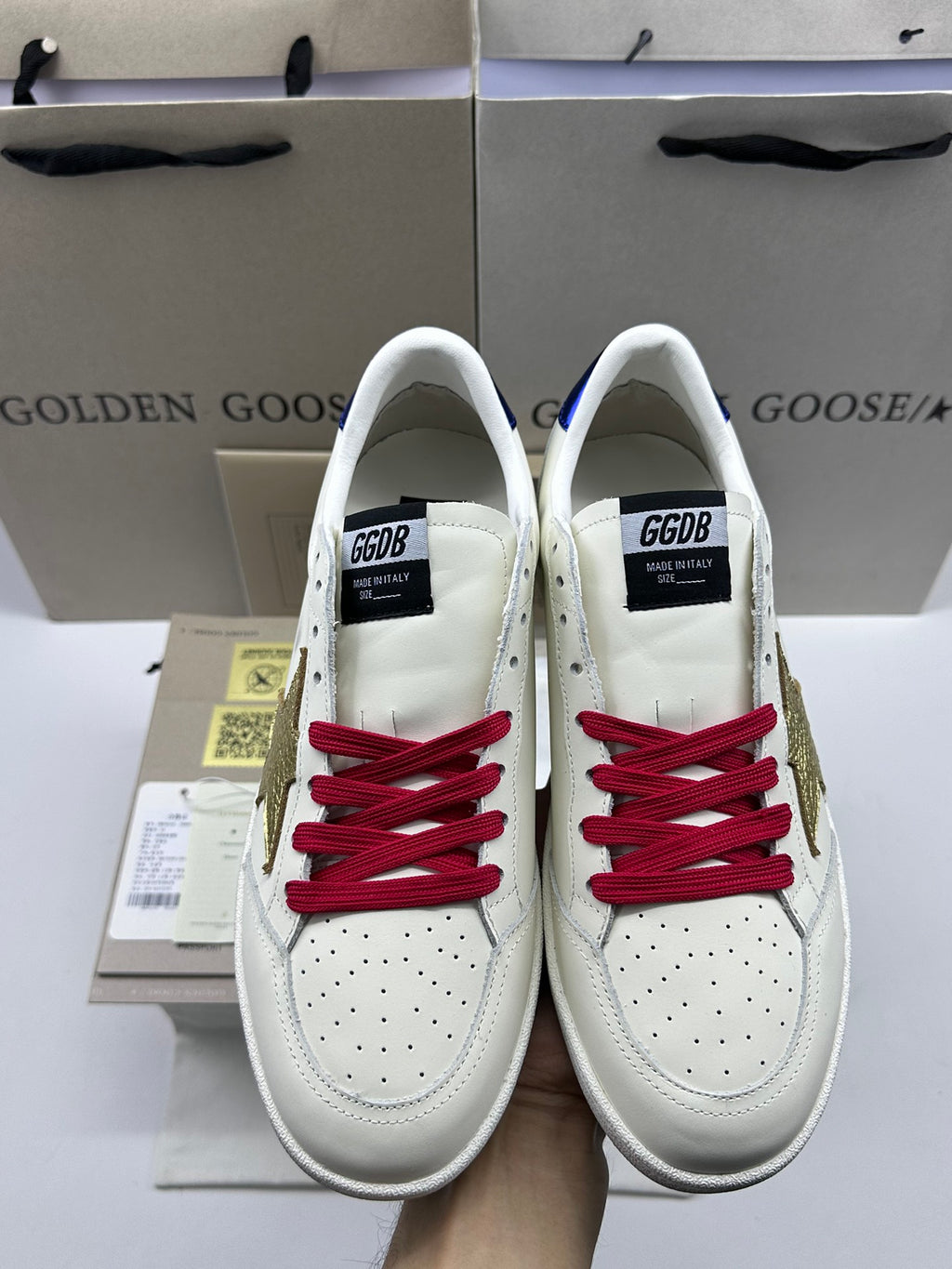 Golden Goose Ball-Star 'Gold Star/Blue Heel Tab'