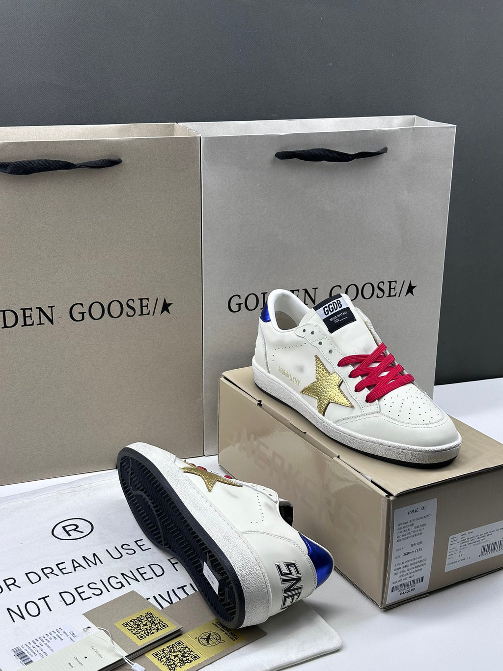 Golden Goose Ball-Star 'Gold Star/Blue Heel Tab'
