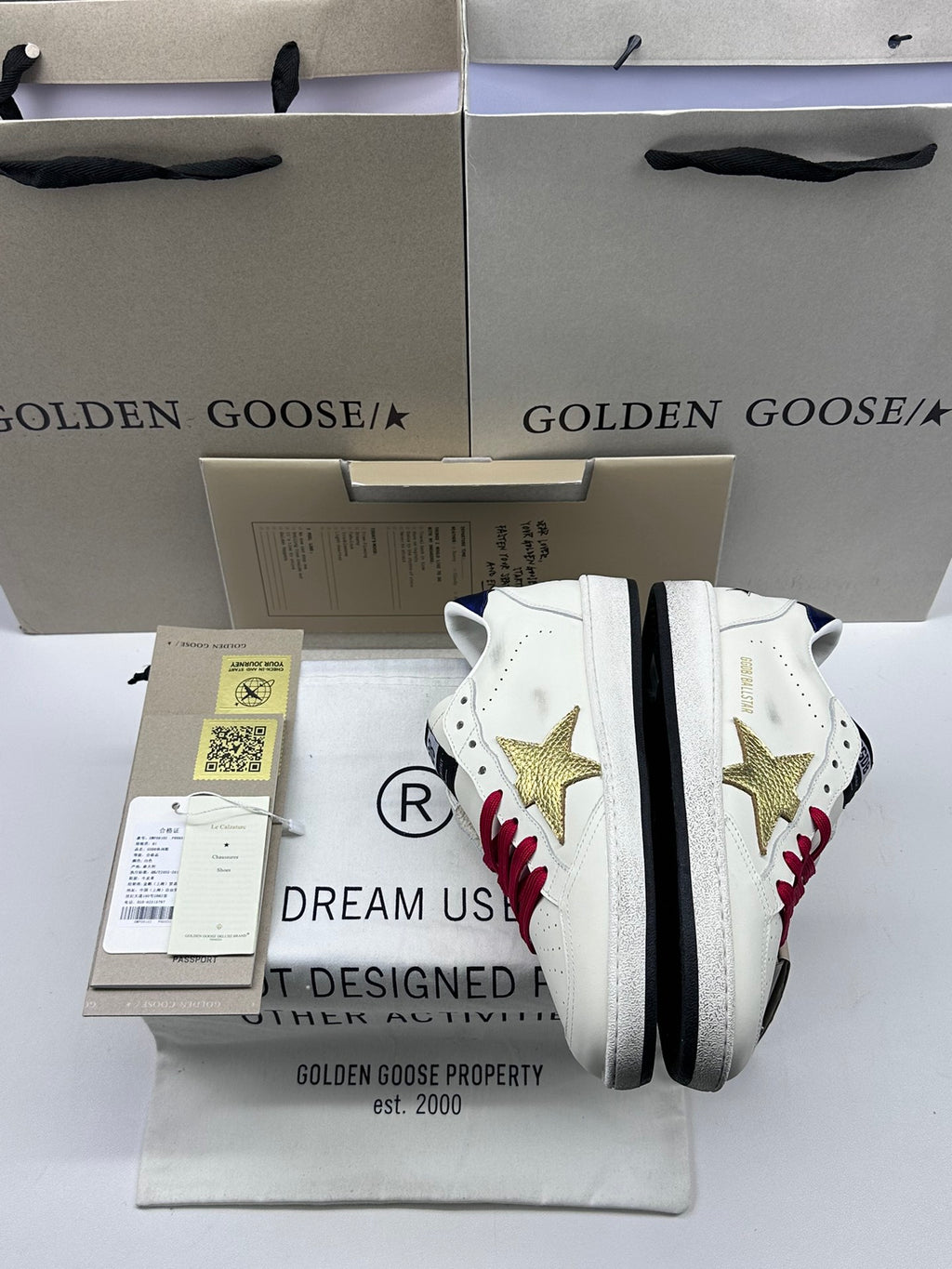 Golden Goose Ball-Star 'Gold Star/Blue Heel Tab'