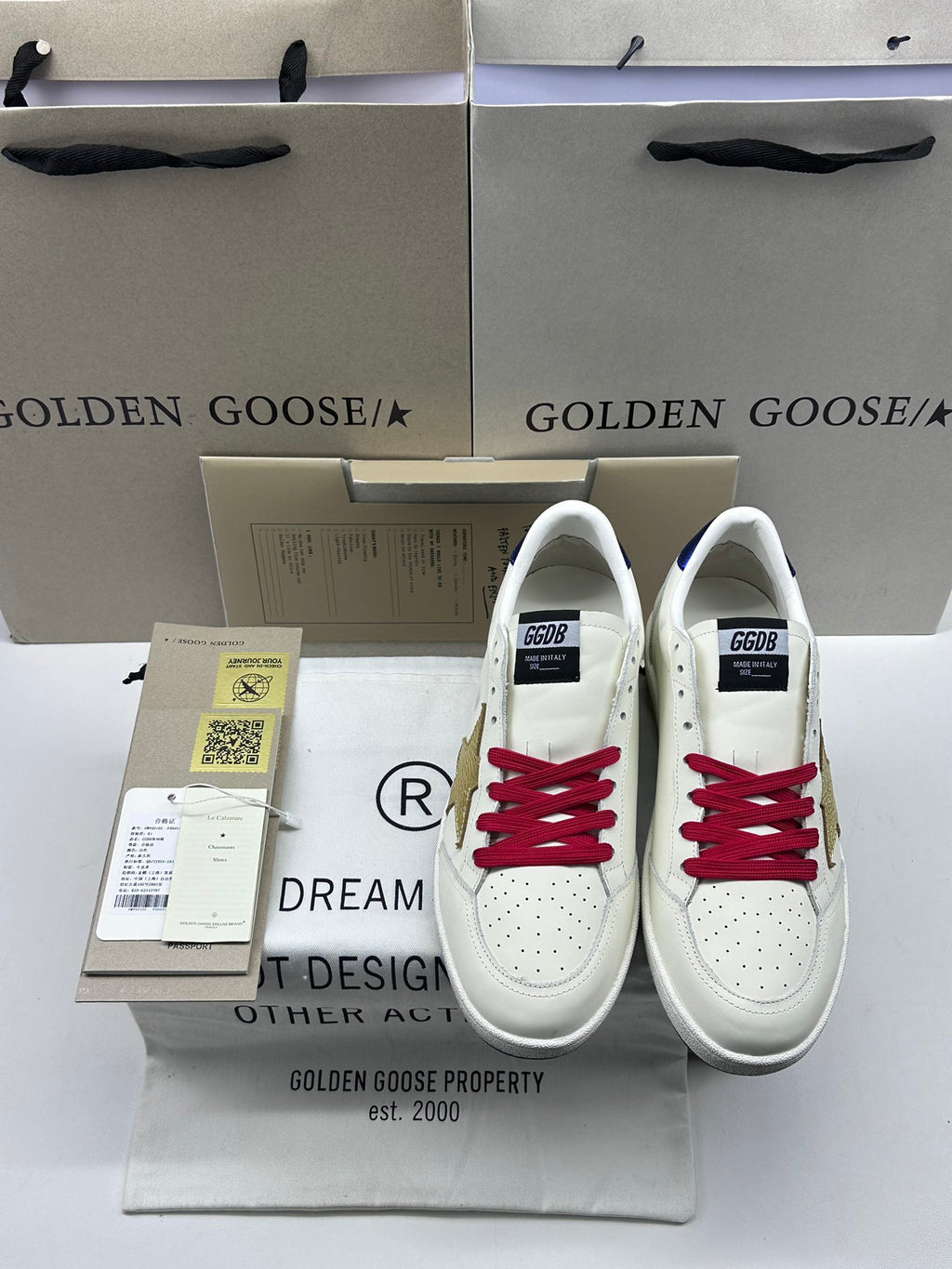 Golden Goose Ball-Star 'Gold Star/Blue Heel Tab'