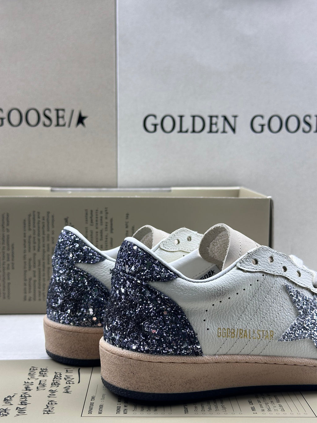 Golden Goose Ball-Star 'Silver Glitter Star/Black Glitter Heel Tab'