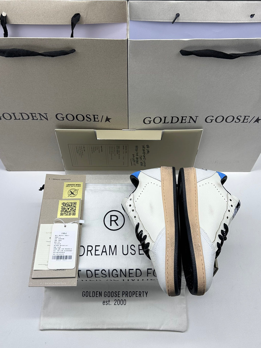 Golden Goose Ball-Star 'Yellow Star/Sky Blue Heel Tab'