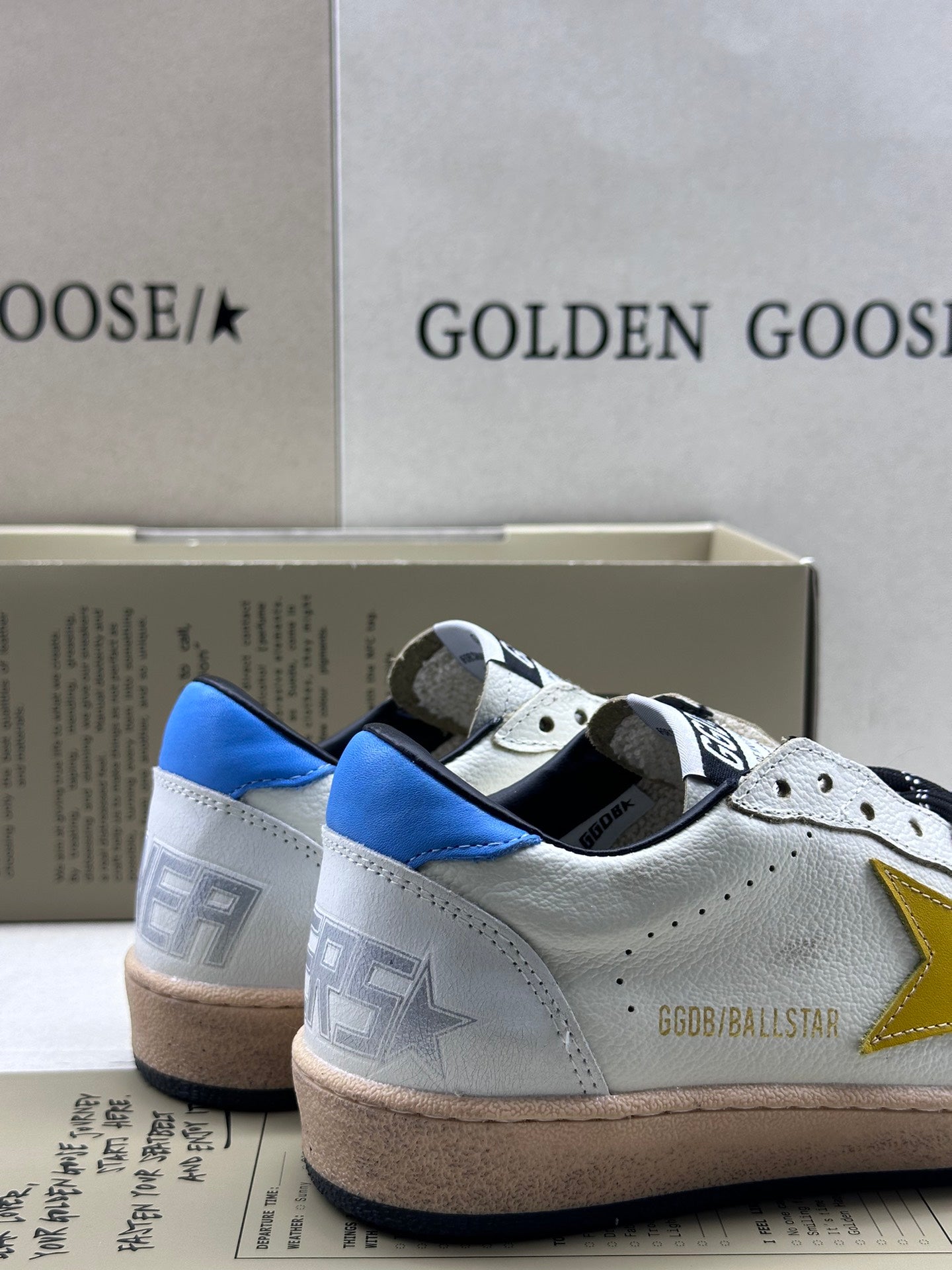 Golden Goose Ball-Star 'Yellow Star/Sky Blue Heel Tab'