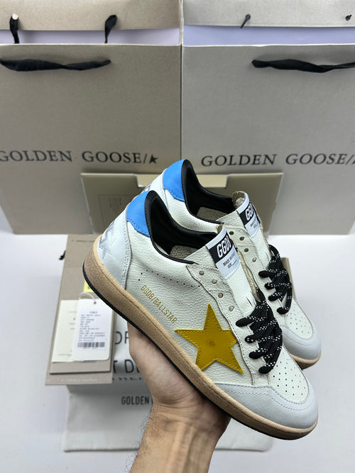 Golden Goose Ball-Star 'Yellow Star/Sky Blue Heel Tab'