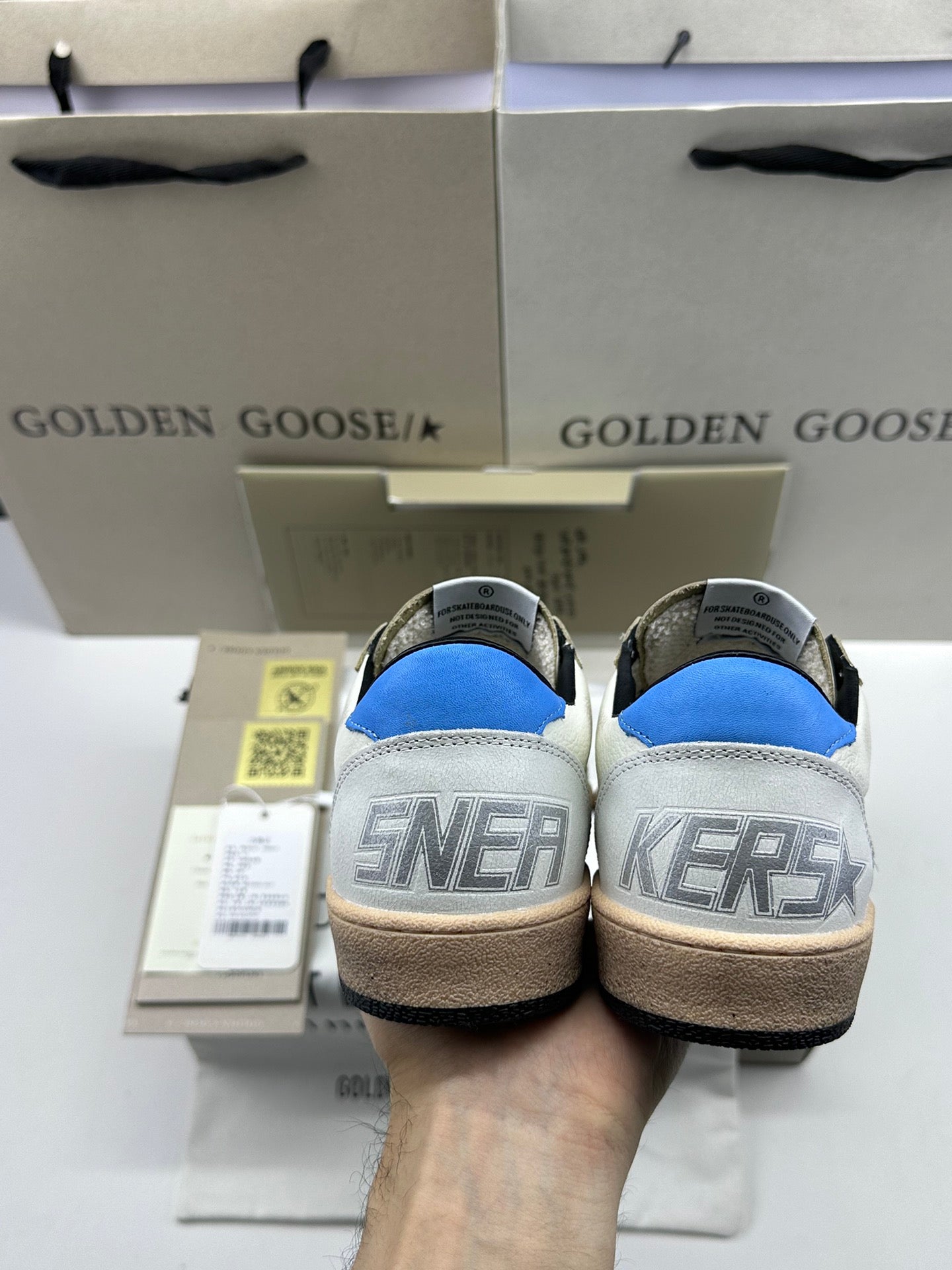 Golden Goose Ball-Star 'Yellow Star/Sky Blue Heel Tab'