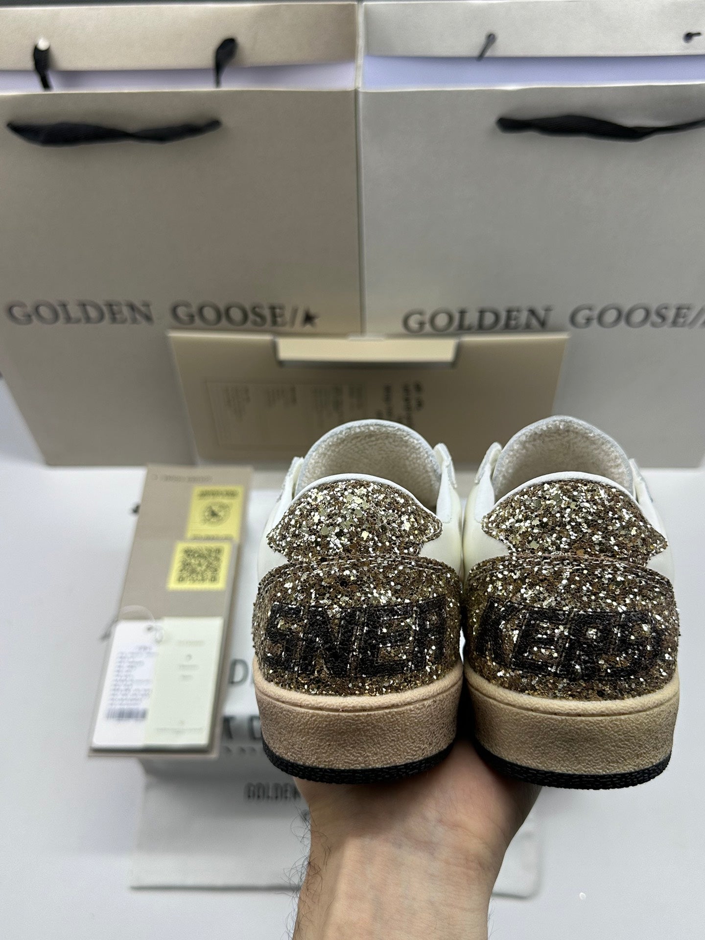 Golden Goose Ball-Star 'Silver Star/Gold Glitter Heel Tab'