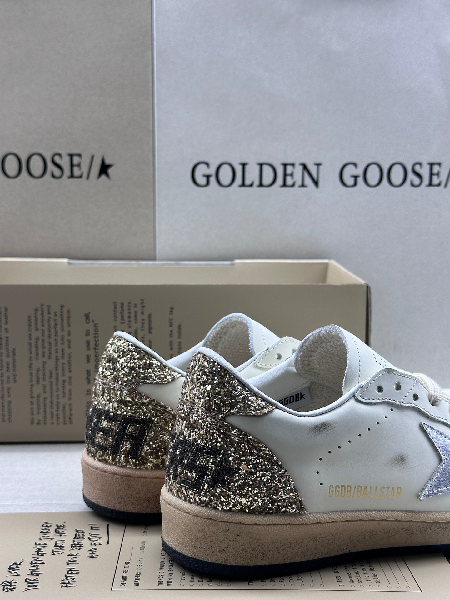 Golden Goose Ball-Star 'Silver Star/Gold Glitter Heel Tab'