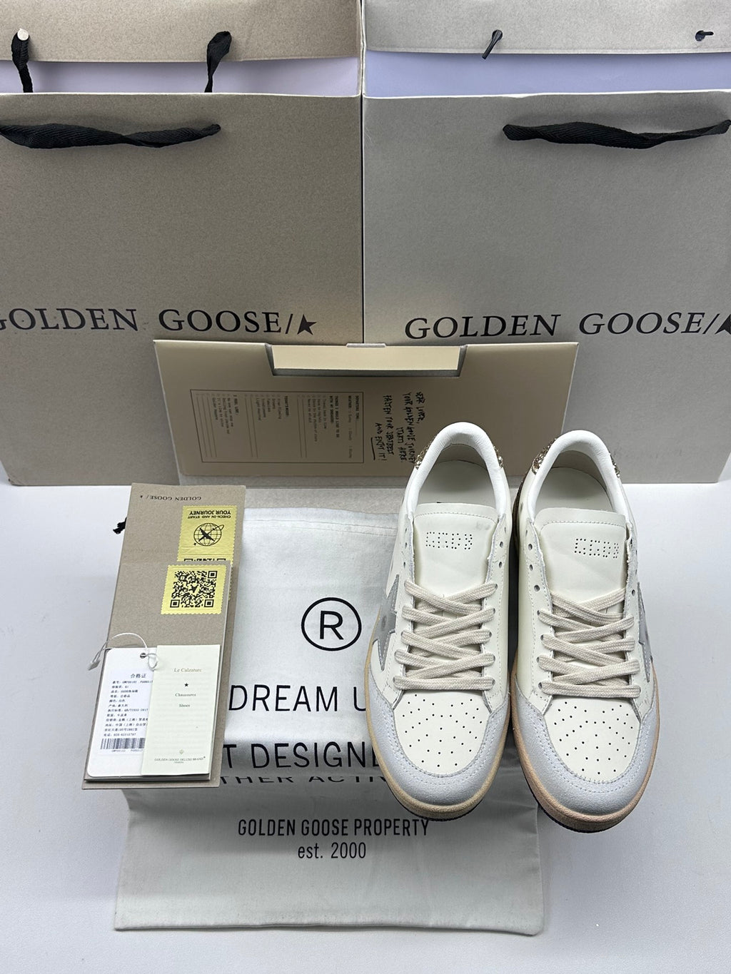Golden Goose Ball-Star 'Silver Star/Gold Glitter Heel Tab'