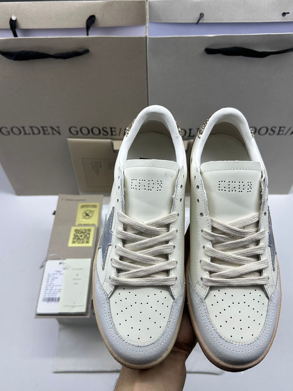 Golden Goose Ball-Star 'Silver Star/Gold Glitter Heel Tab'