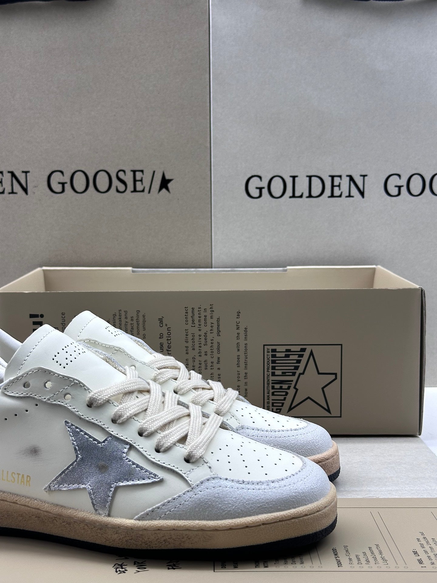 Golden Goose Ball-Star 'Silver Star/Gold Glitter Heel Tab'