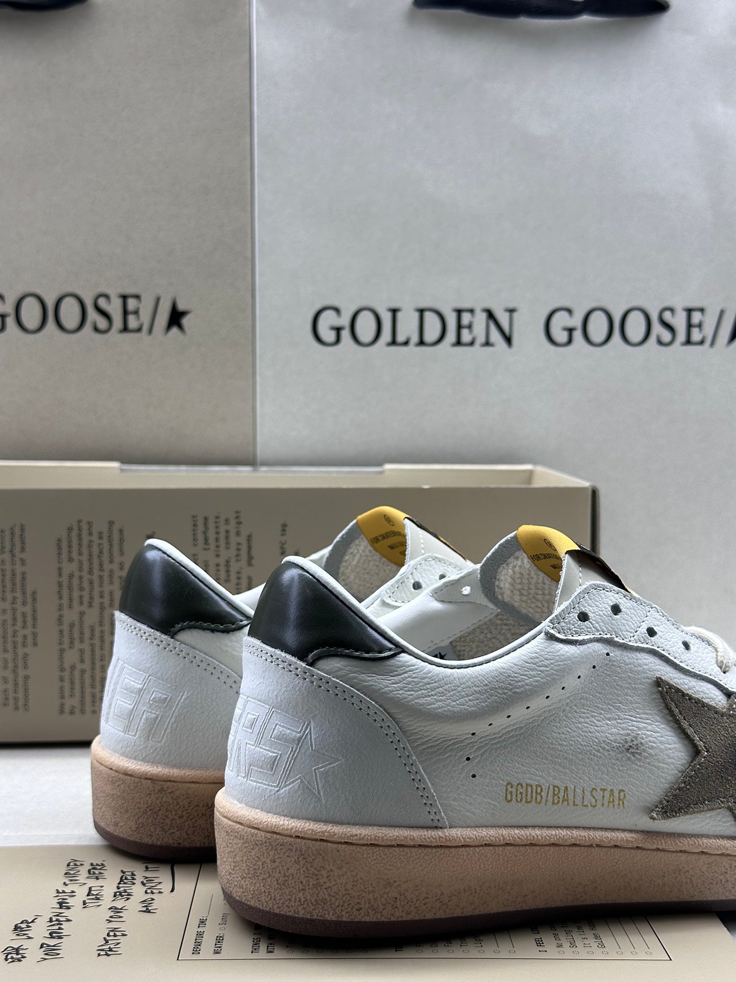 Golden Goose Ball-Star 'Grey Suede Star/Dark Green Heel Tab'