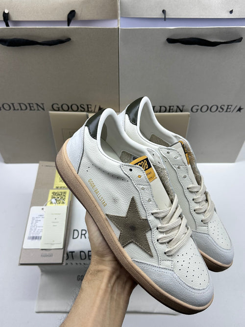 Golden Goose Ball-Star 'Grey Suede Star/Dark Green Heel Tab'