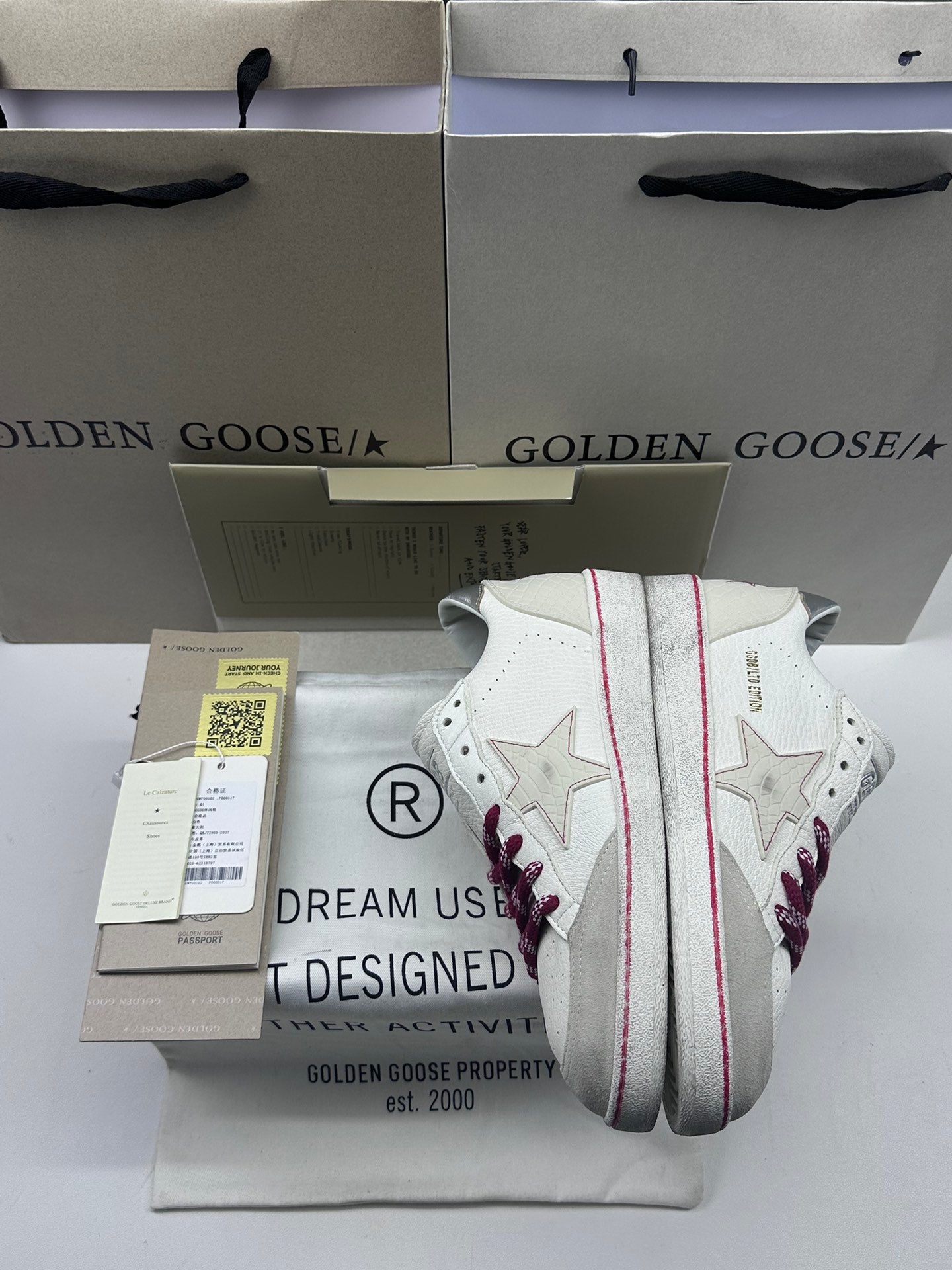 Golden Goose Ball-Star LTD 'White Crocodile Print Leather Star/Silver Heel Tab'