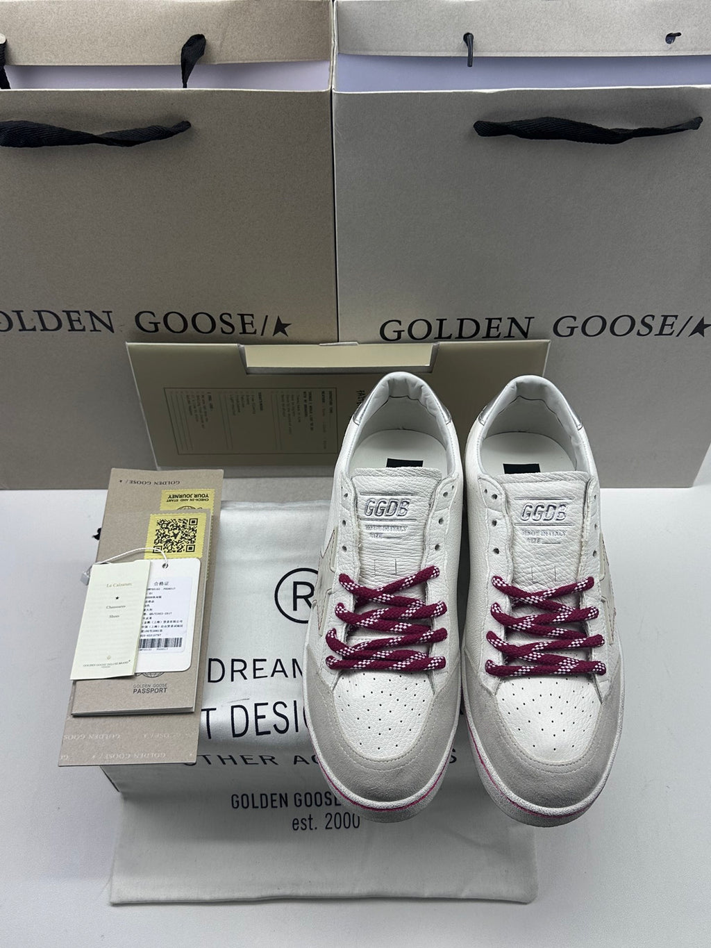 Golden Goose Ball-Star LTD 'White Crocodile Print Leather Star/Silver Heel Tab'