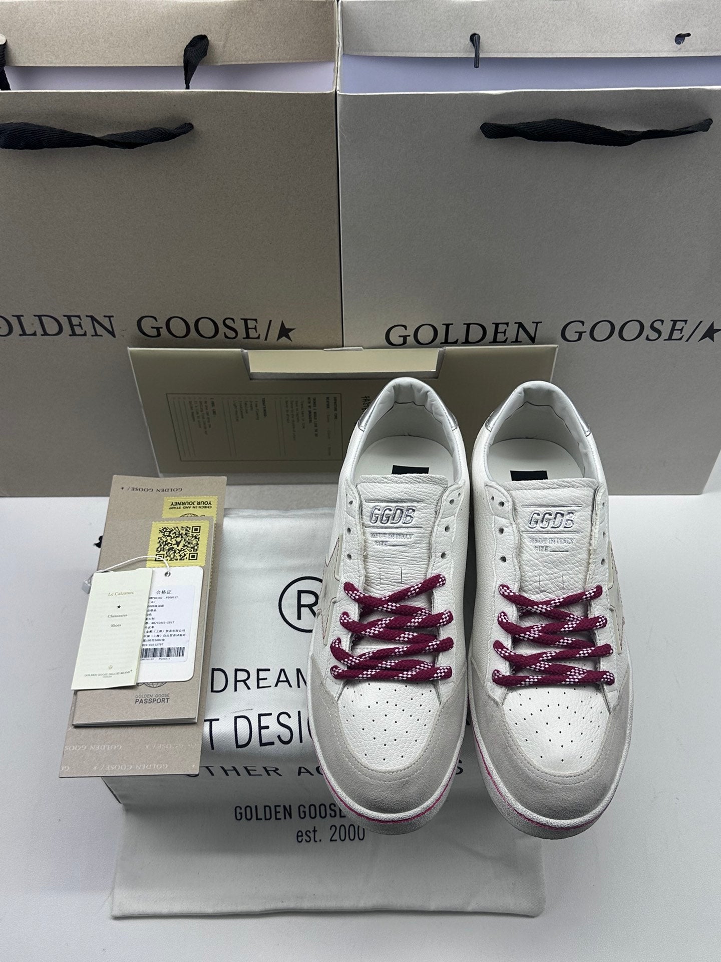 Golden Goose Ball-Star LTD 'White Crocodile Print Leather Star/Silver Heel Tab'