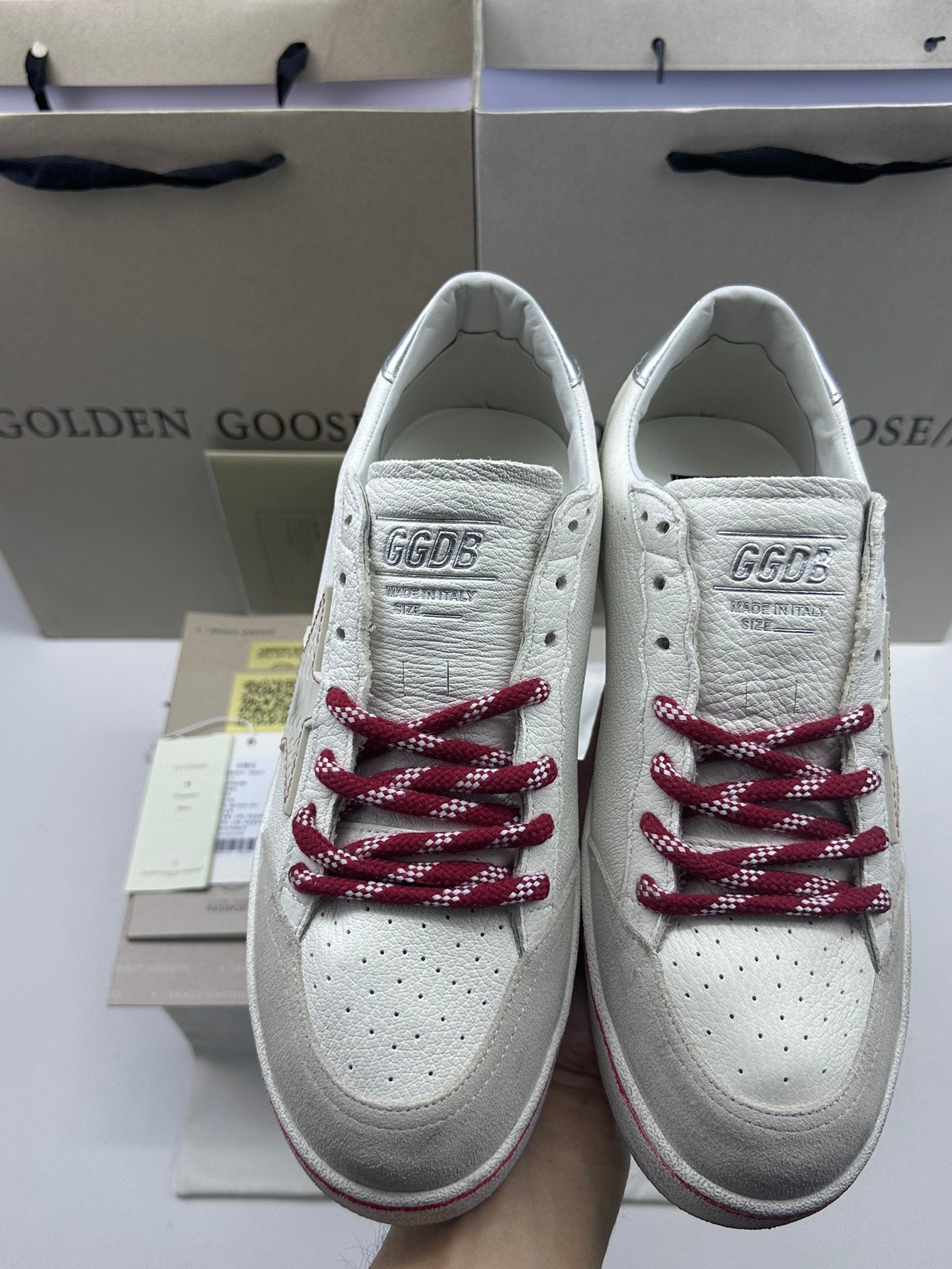 Golden Goose Ball-Star LTD 'White Crocodile Print Leather Star/Silver Heel Tab'