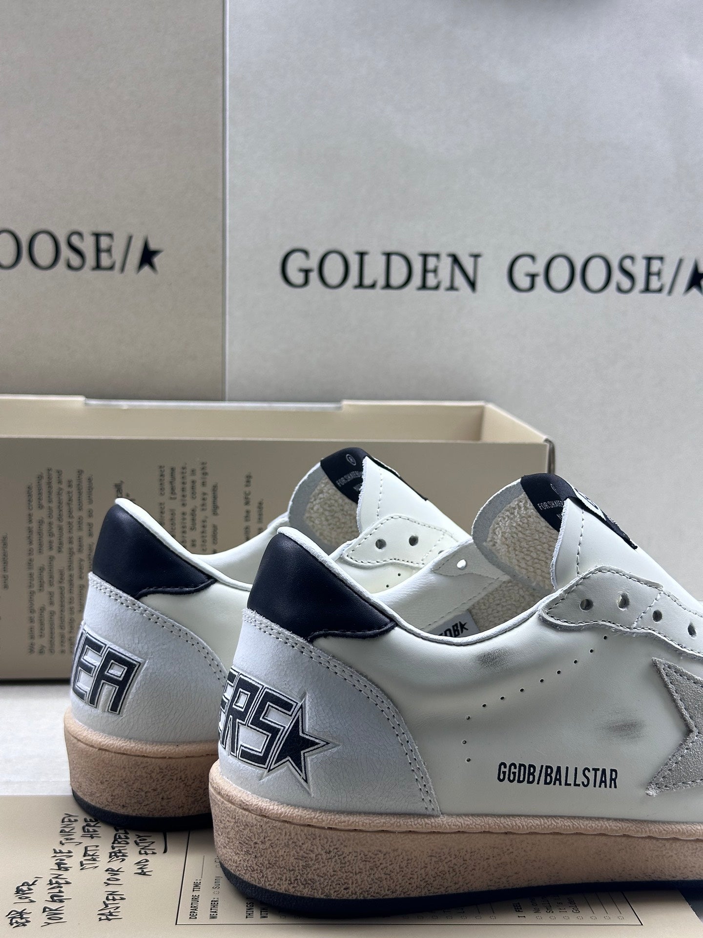 Golden Goose Ball-Star 'White Nappa Leather Grey Suede Star/Black Heel Tab'