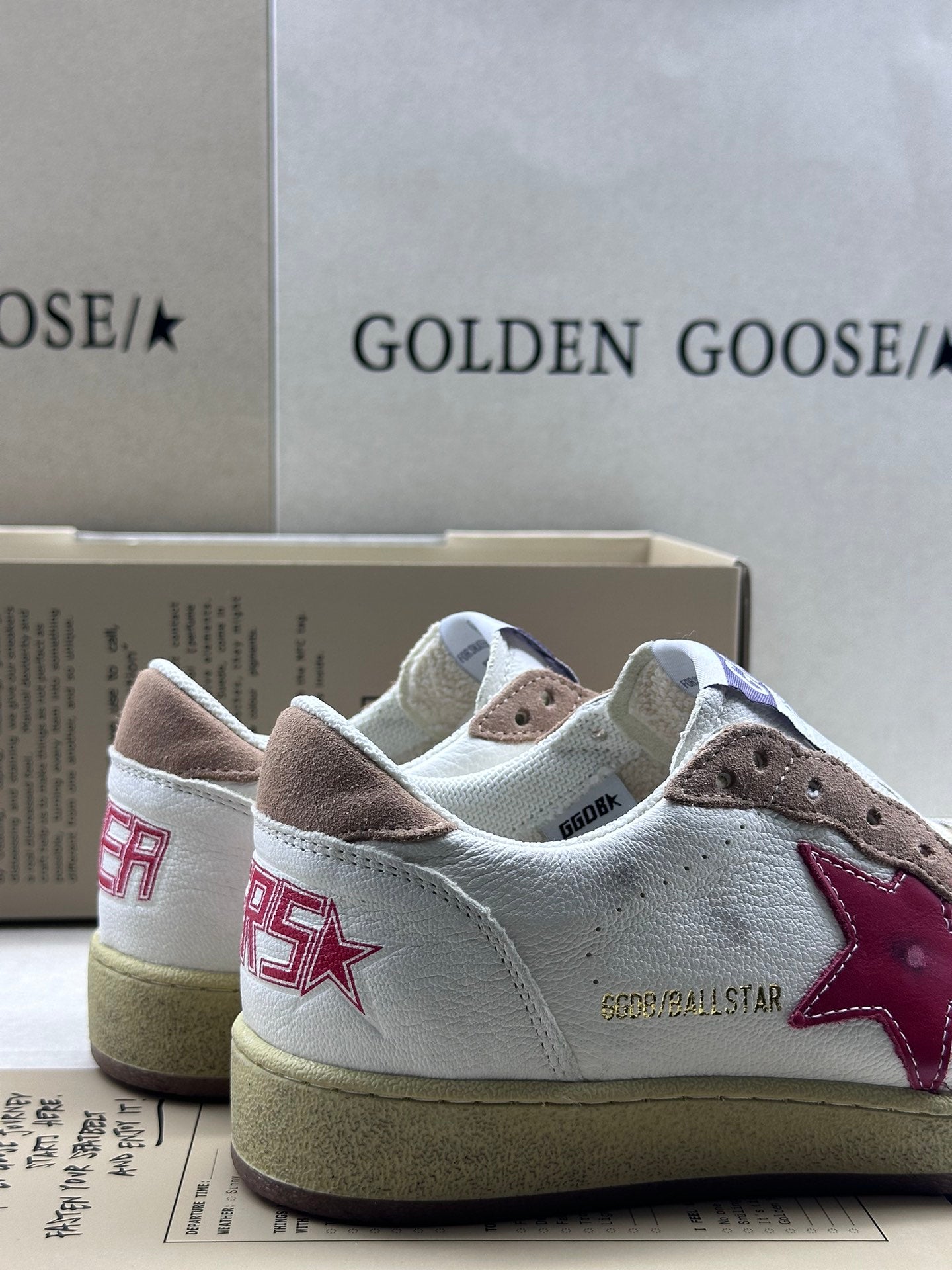 Golden Goose Ball-Star 'Red Leather Star/Brown Suede Heel Tab'