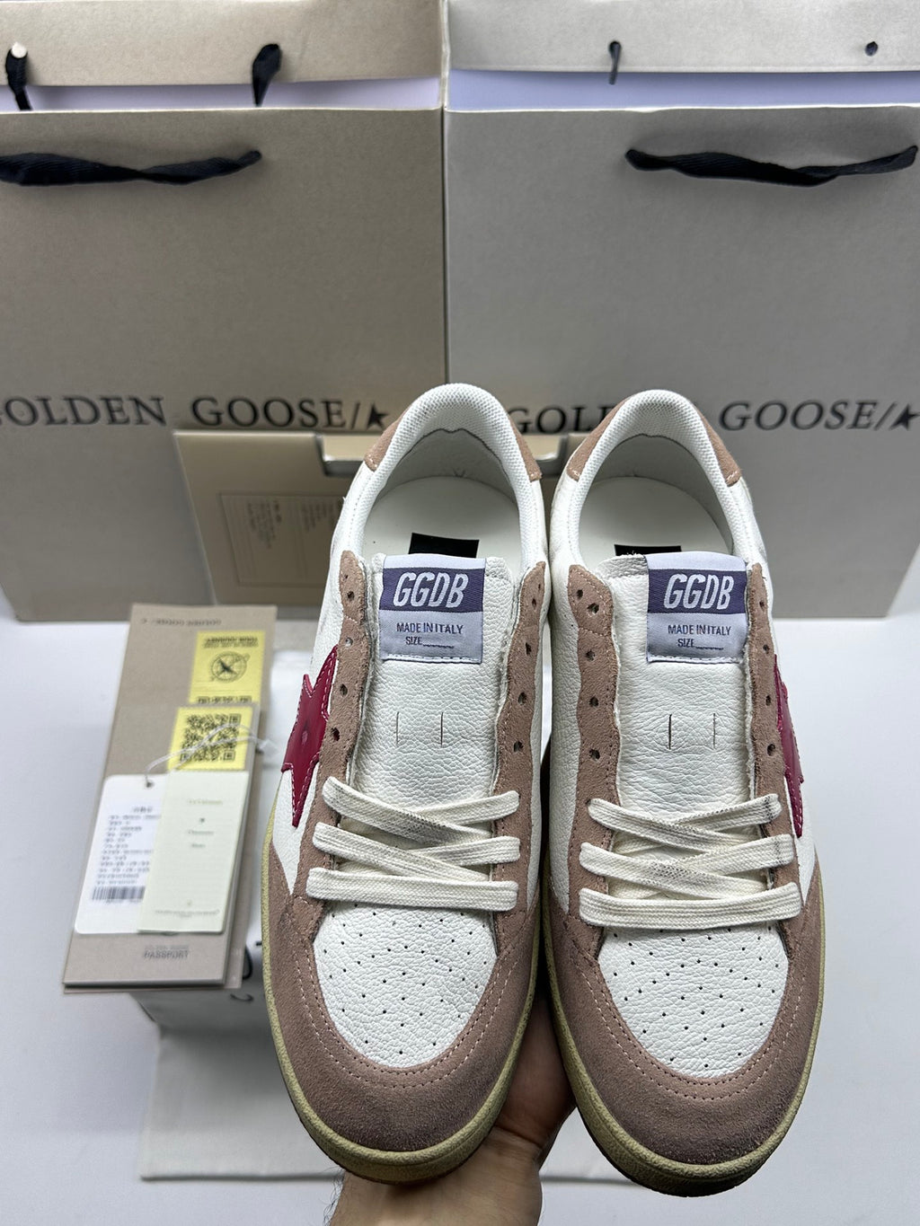 Golden Goose Ball-Star 'Red Leather Star/Brown Suede Heel Tab'