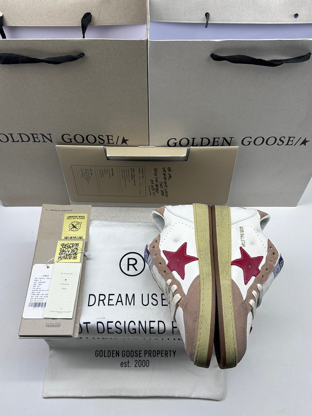 Golden Goose Ball-Star 'Red Leather Star/Brown Suede Heel Tab'