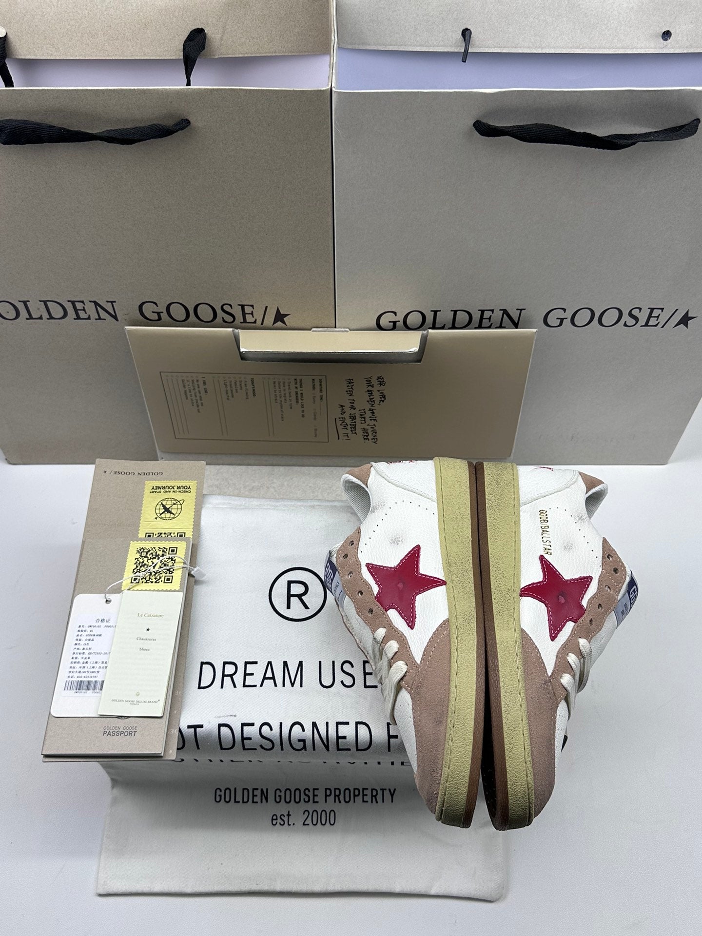 Golden Goose Ball-Star 'Red Leather Star/Brown Suede Heel Tab'
