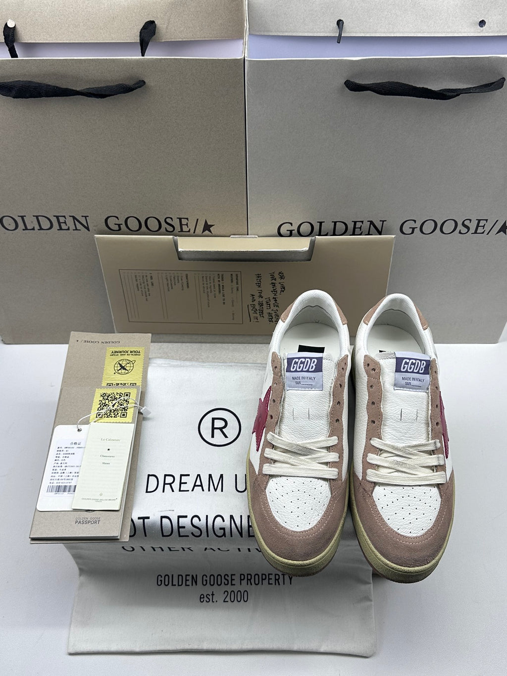 Golden Goose Ball-Star 'Red Leather Star/Brown Suede Heel Tab'