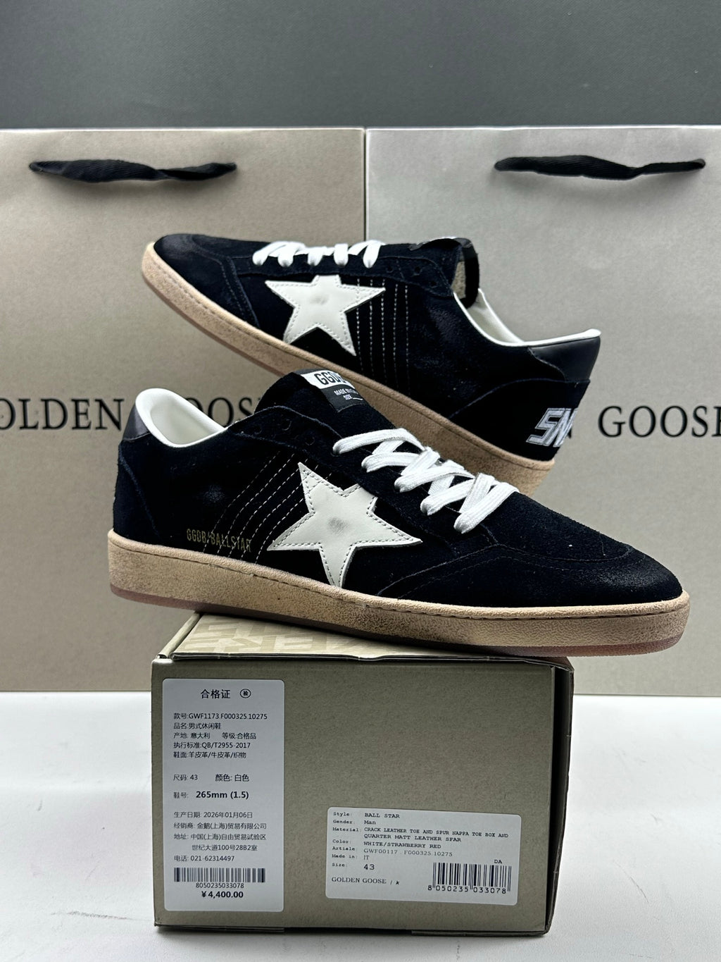 Golden Goose Ball-Star 'Black Suede White Leather Star/Black Heel Tab'