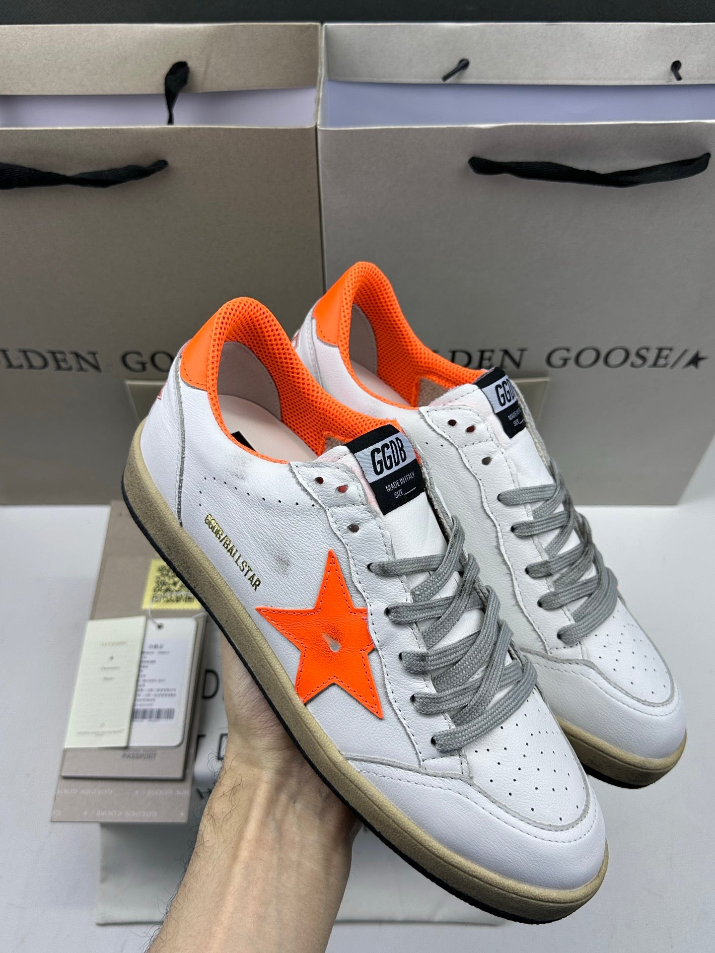 Golden Goose Ball-Star 'Orange Leather Star & Heel Tab'