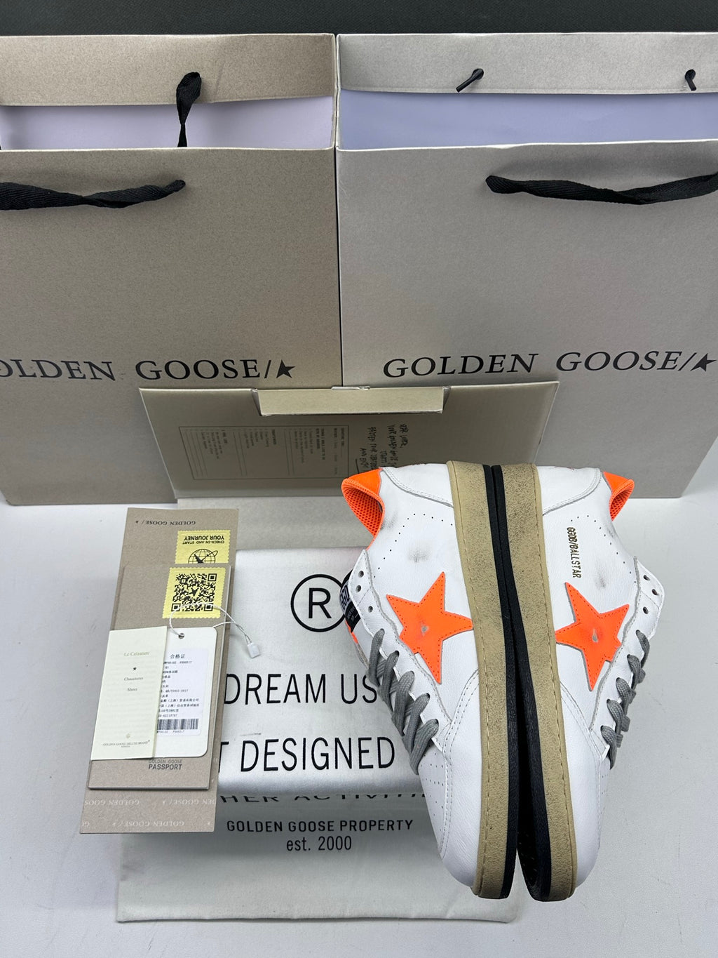 Golden Goose Ball-Star 'Orange Leather Star & Heel Tab'