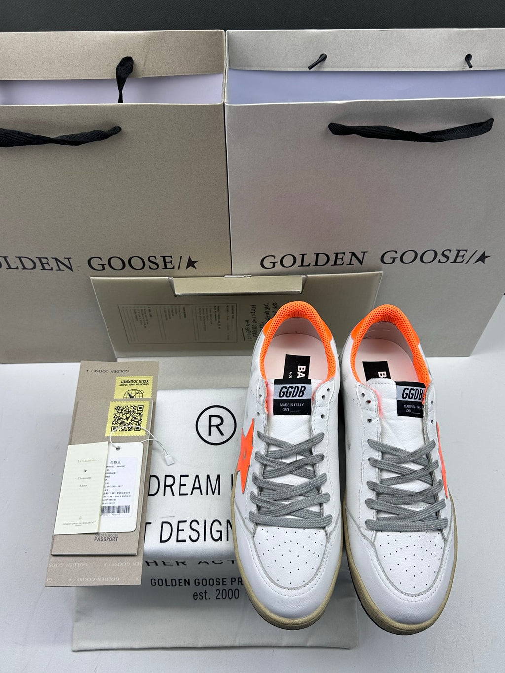 Golden Goose Ball-Star 'Orange Leather Star & Heel Tab'