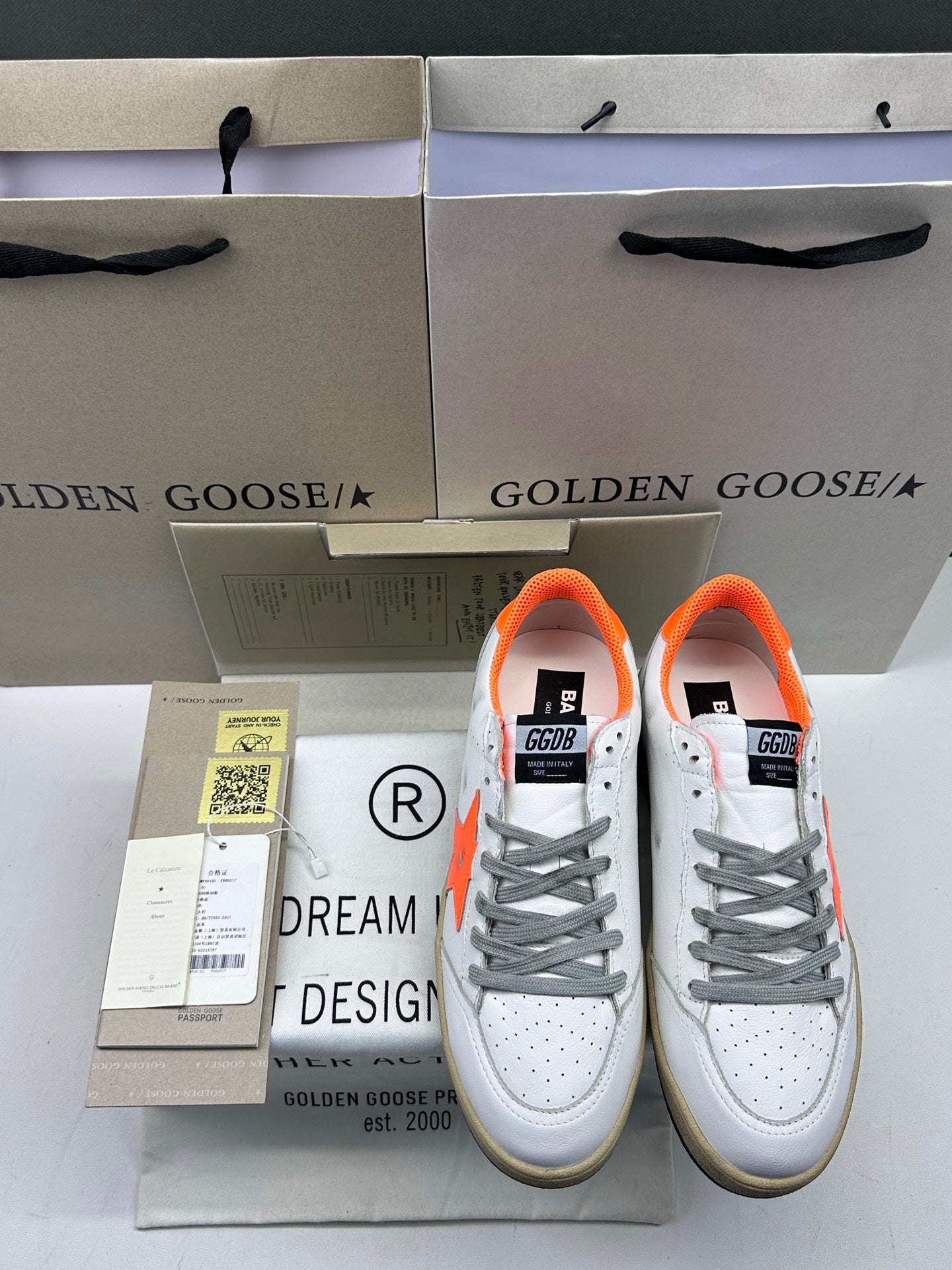 Golden Goose Ball-Star 'Orange Leather Star & Heel Tab'
