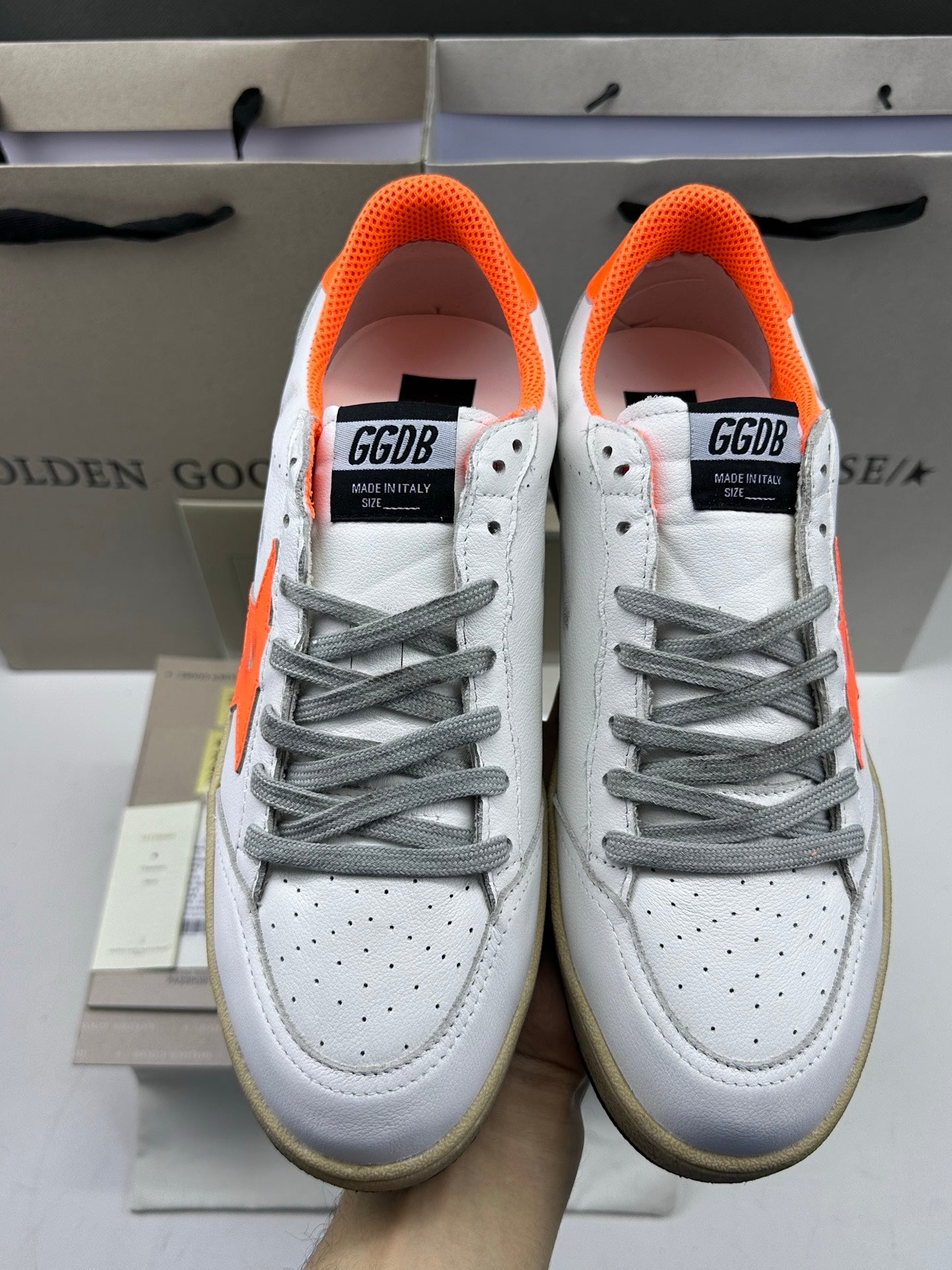 Golden Goose Ball-Star 'Orange Leather Star & Heel Tab'
