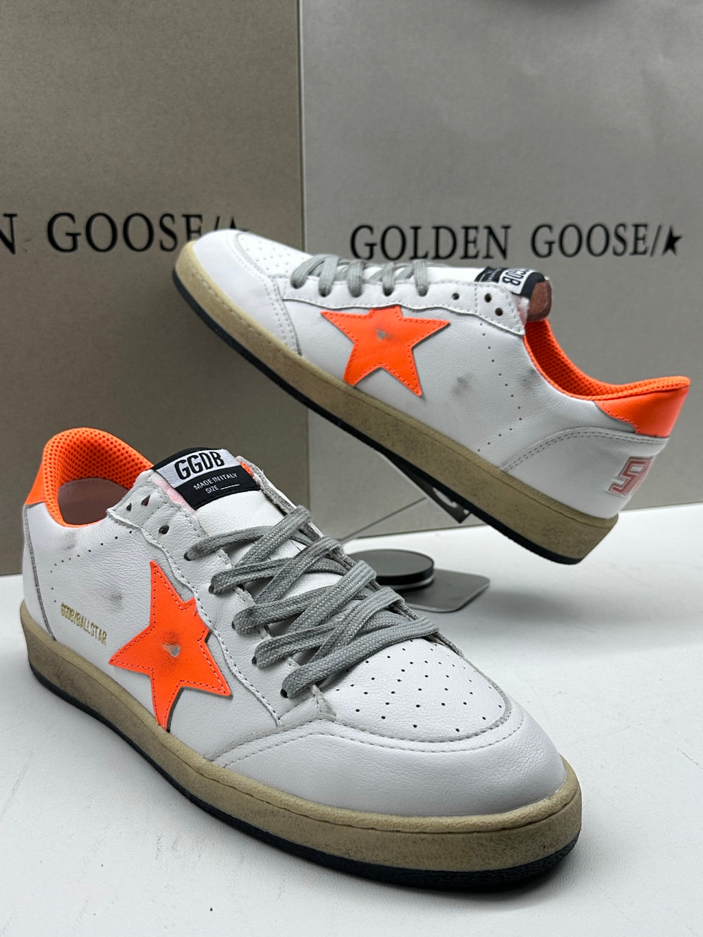 Golden Goose Ball-Star 'Orange Leather Star & Heel Tab'
