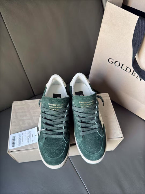 Golden Goose Ball-Star 'Green Suede White Leather Star & Heel Tab'